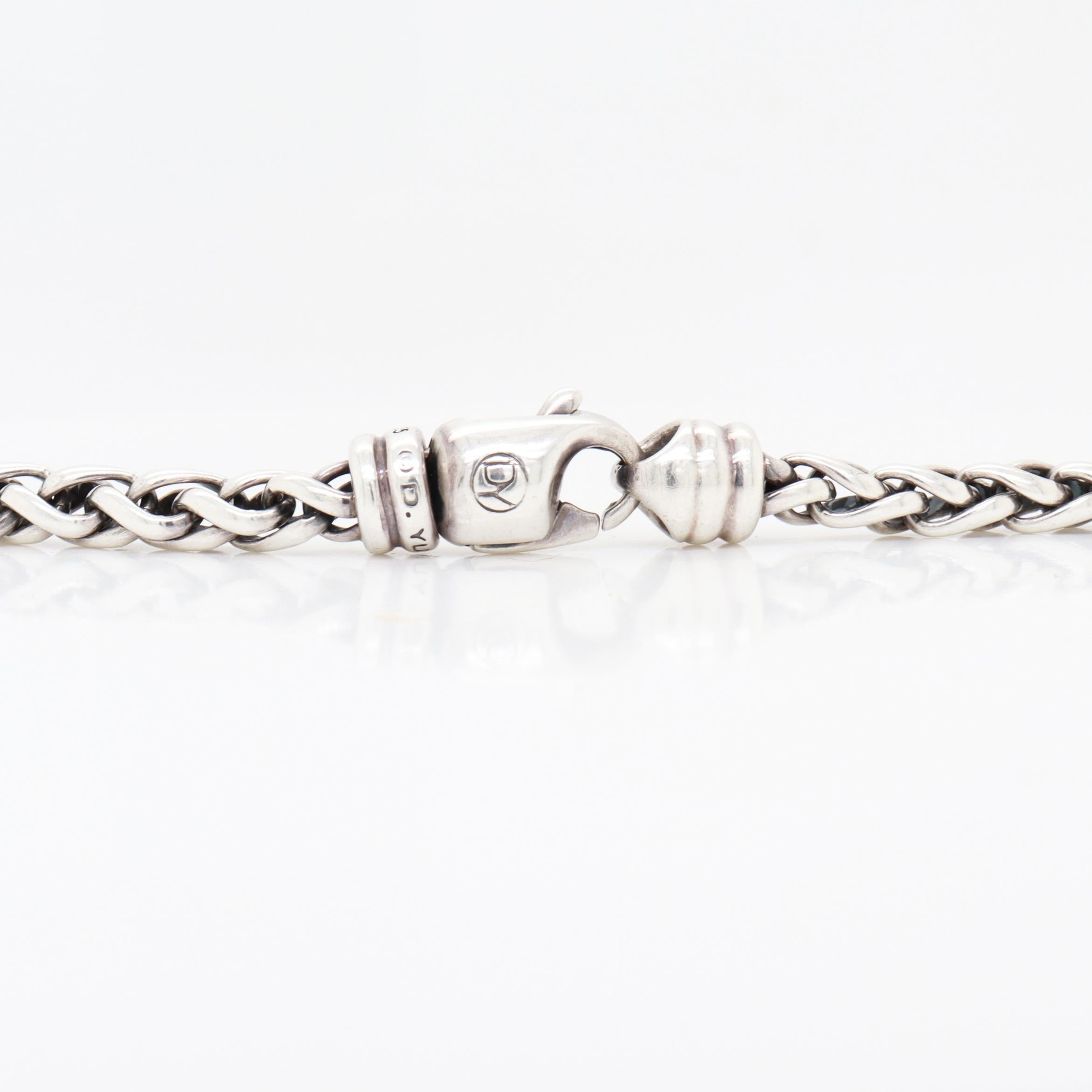 Signed David Yurman Sterling Silver 4mm Wheat Chain Necklace For Sale 8