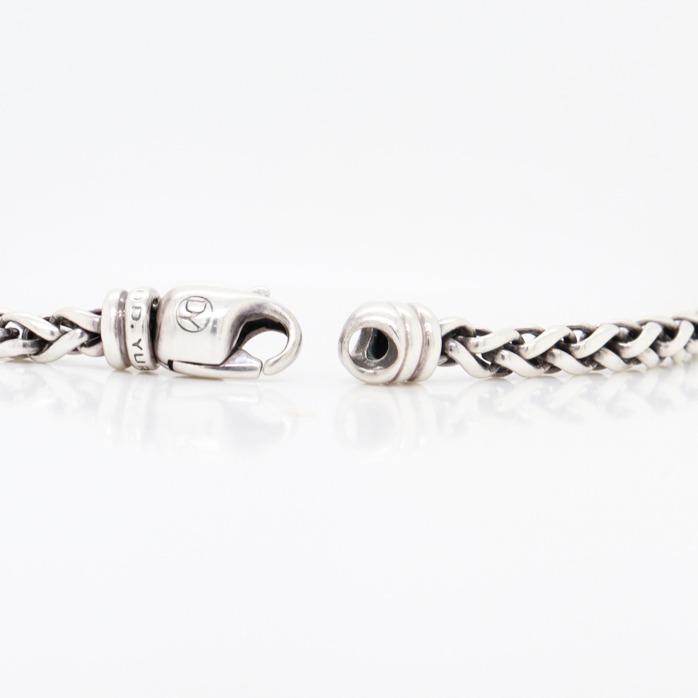 Signed David Yurman Sterling Silver 4mm Wheat Chain Necklace For Sale 9