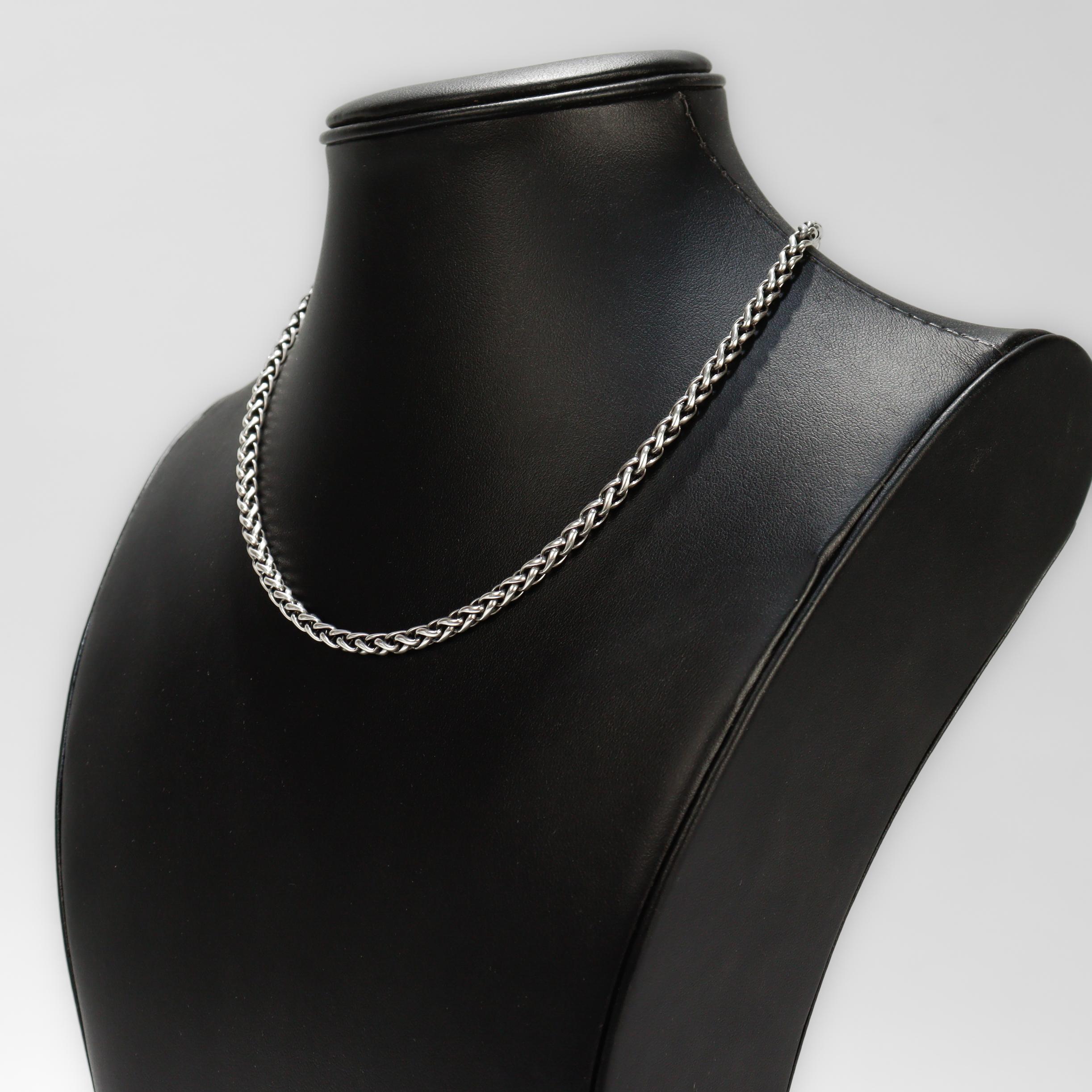 Signed David Yurman Sterling Silver 4mm Wheat Chain Necklace For Sale 1