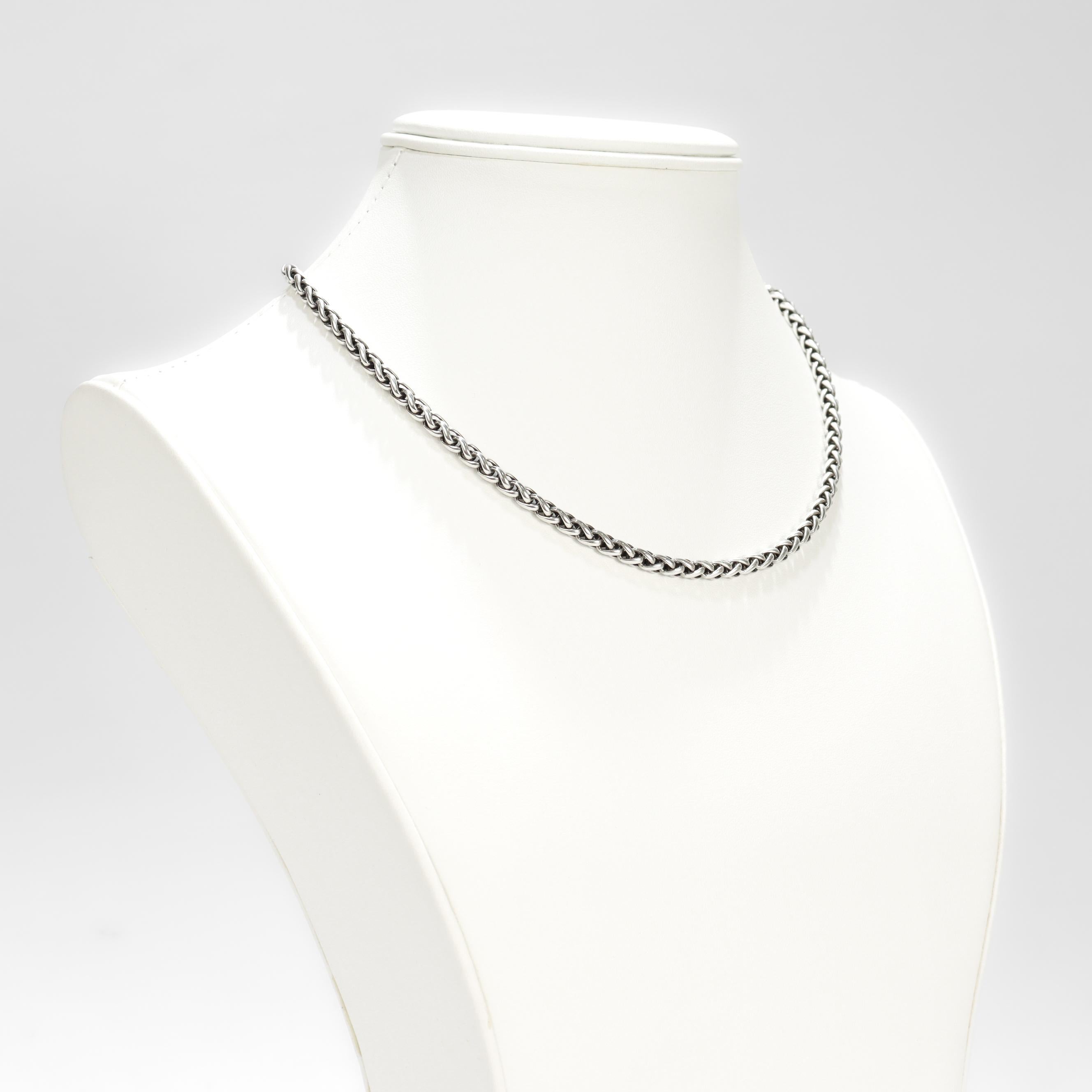 Signed David Yurman Sterling Silver 4mm Wheat Chain Necklace For Sale 3