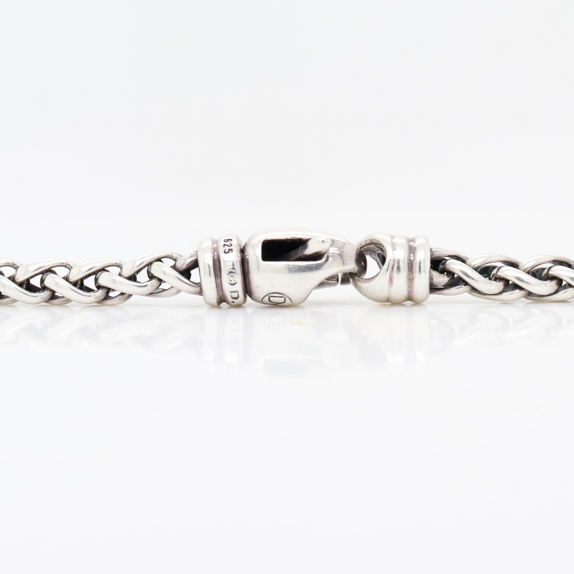 Signed David Yurman Sterling Silver 4mm Wheat Chain Necklace For Sale 4