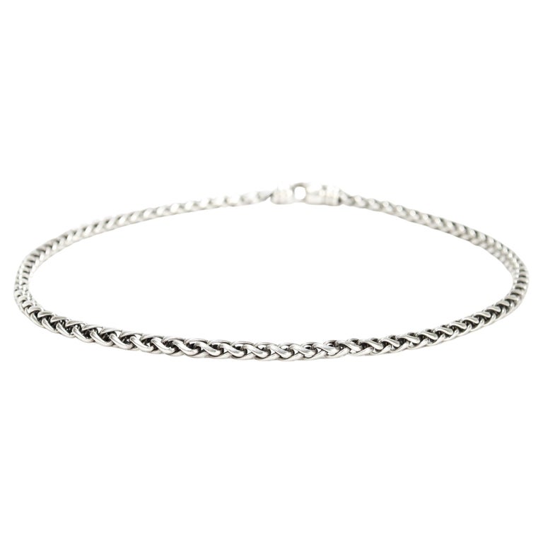 Signed David Yurman Sterling Silver 4mm Wheat Chain Necklace For