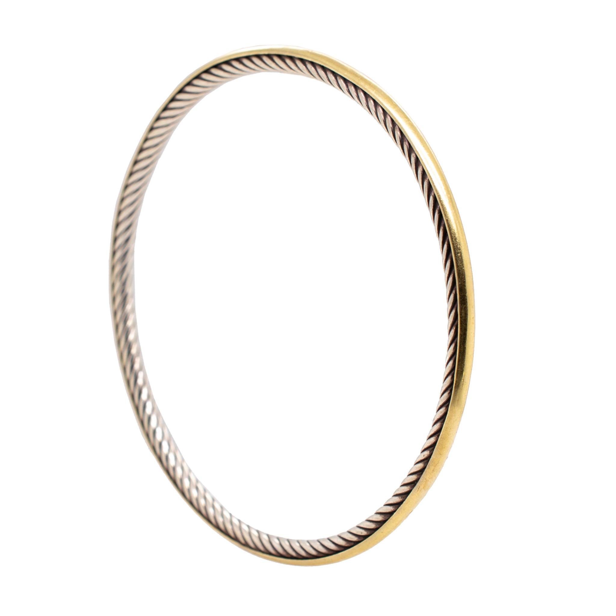 Signierter David Yurman Armreif aus zweifarbigem 18 Karat Gelbgold und Silber 2