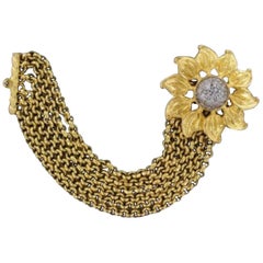 Signiertes signiertes Deanna Hamro Designer Vintage Sonnenblume Gold Multi Kette Armband