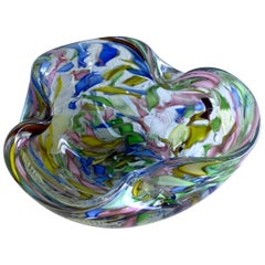 Signed Decorative Folded Art Glass Bowl by AVeM Italy, 1950