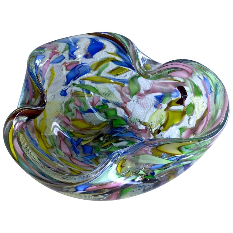Signed Decorative Folded Art Glass Bowl by AVeM Italy ...
