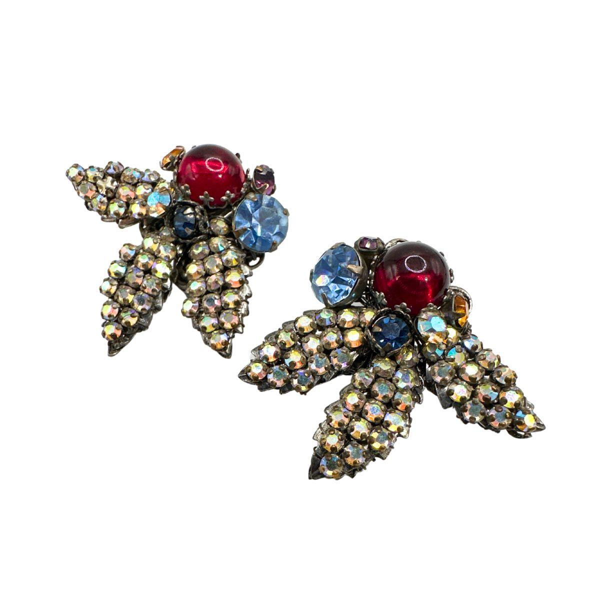 Earring Length:1.48″

Bin Code: E21 / P2

Step back in time with these Antique Earring Vintage Multi-Color Glass and Rhinestone Demario Exceptional Quality Earrings. These earrings are a true testament to the exquisite craftsmanship and exceptional