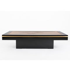 Signed Denisco Center Table with Gold Engraved Top