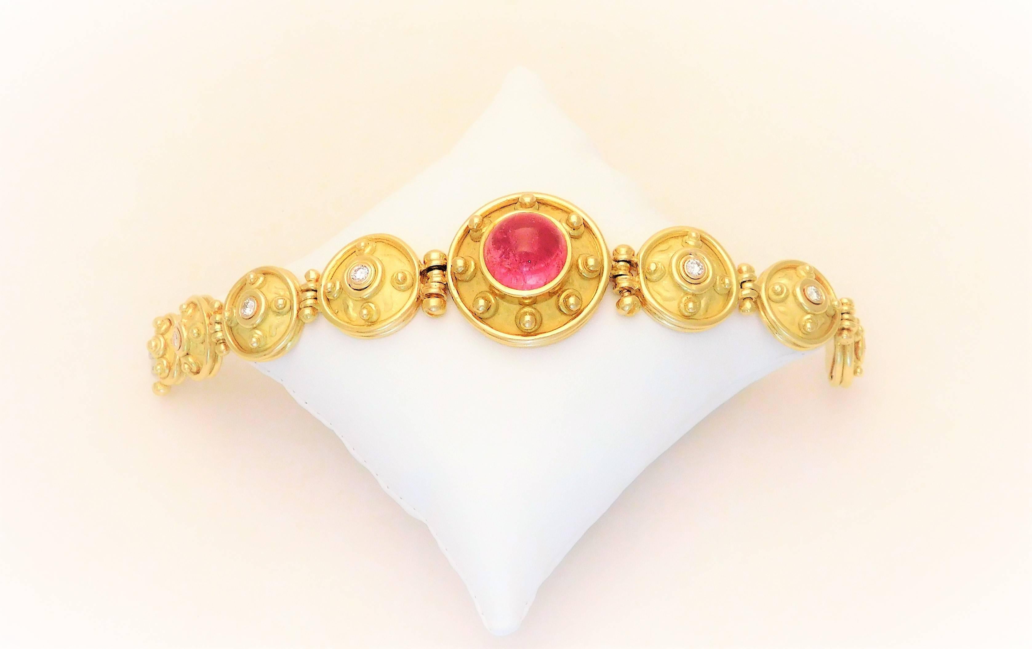 Denise Roberge 18 Karat Pink Tourmaline and Diamond Bracelet For Sale 8