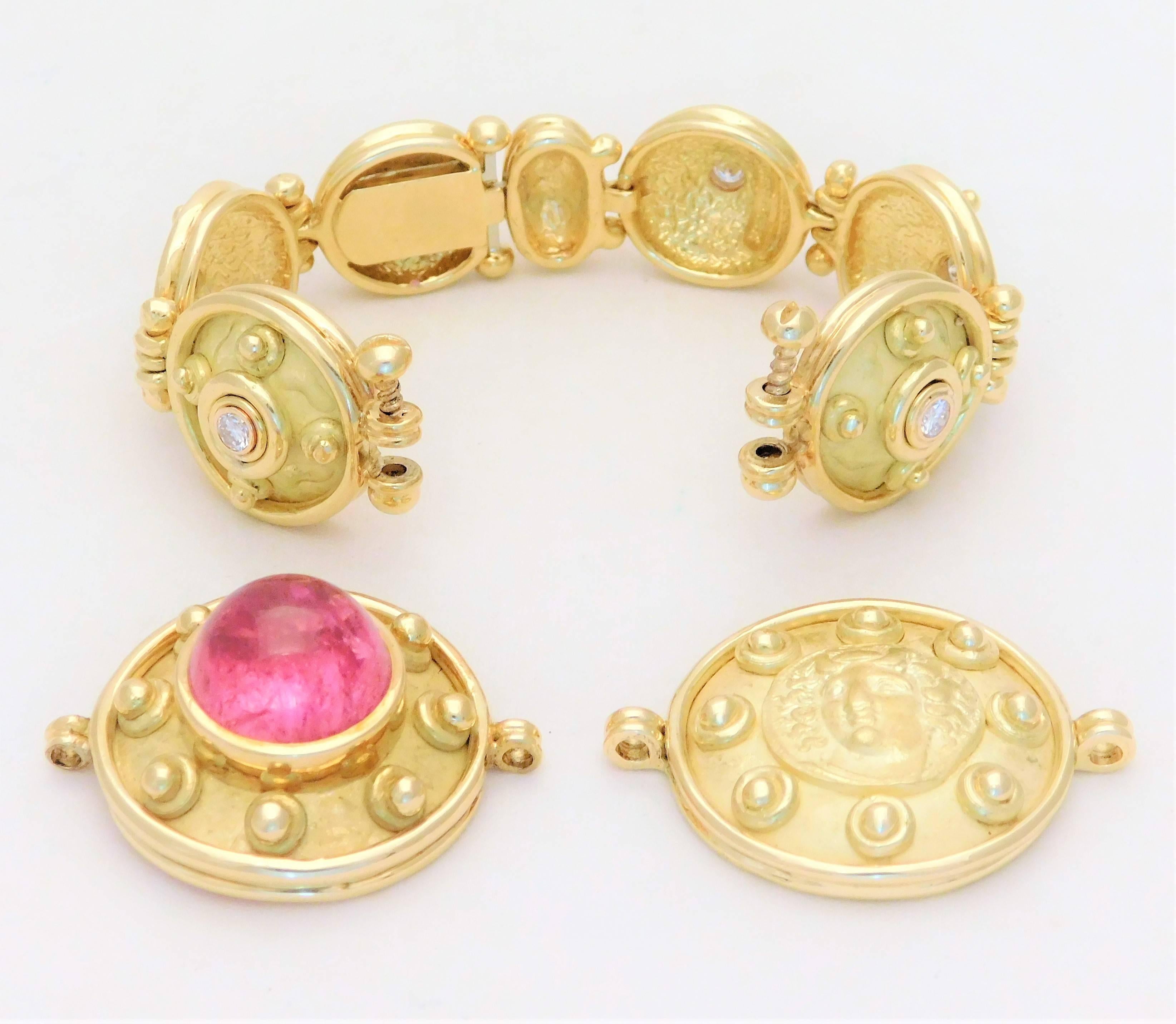 Denise Roberge 18 Karat Pink Tourmaline and Diamond Bracelet For Sale 12
