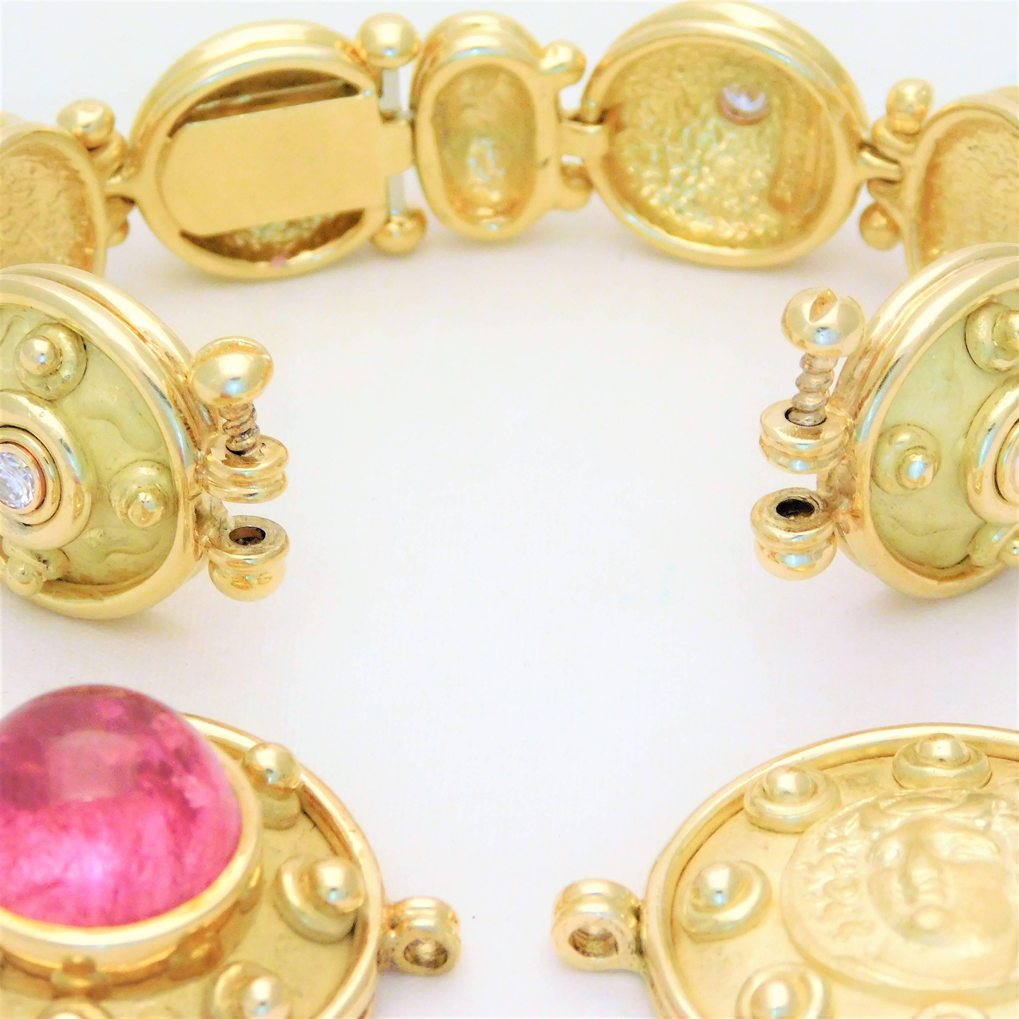 Denise Roberge 18 Karat Pink Tourmaline and Diamond Bracelet For Sale 13