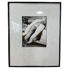 Signed Dennis Dean Black and White Fashion Photograph, Fur-Clad Model Nude