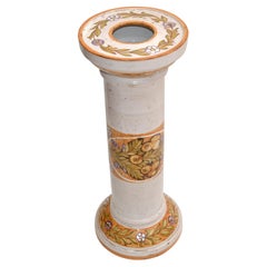 Vintage Signed Deruta Pottery Hand Painted Ceramic Pedestal Sculpture Stand Column Italy