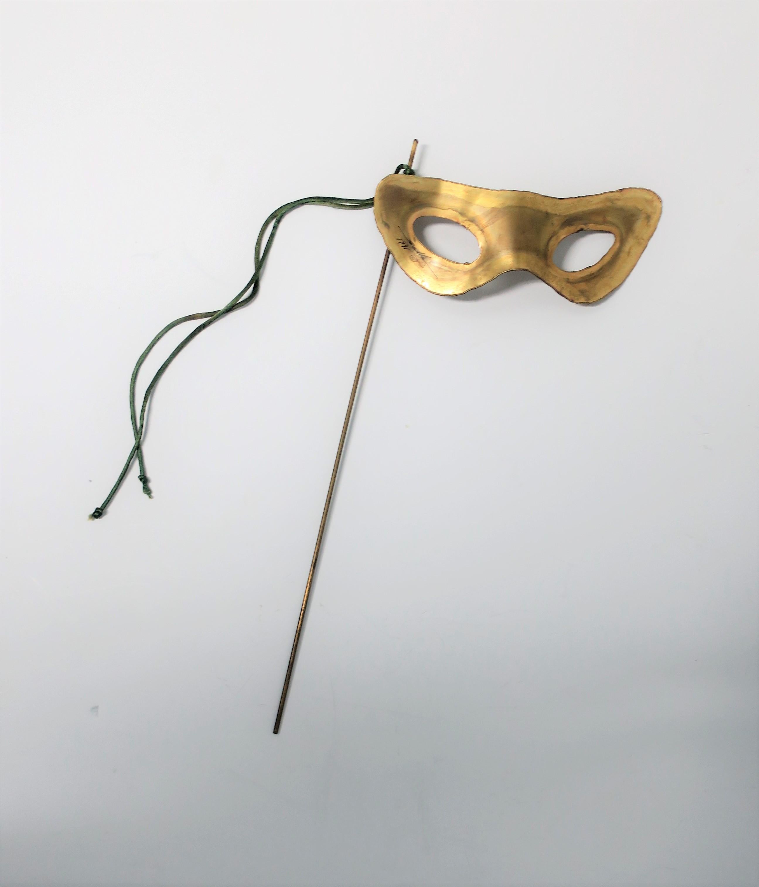 Brass Masquerade Mask Signed by Designer, 1990s In Good Condition In New York, NY