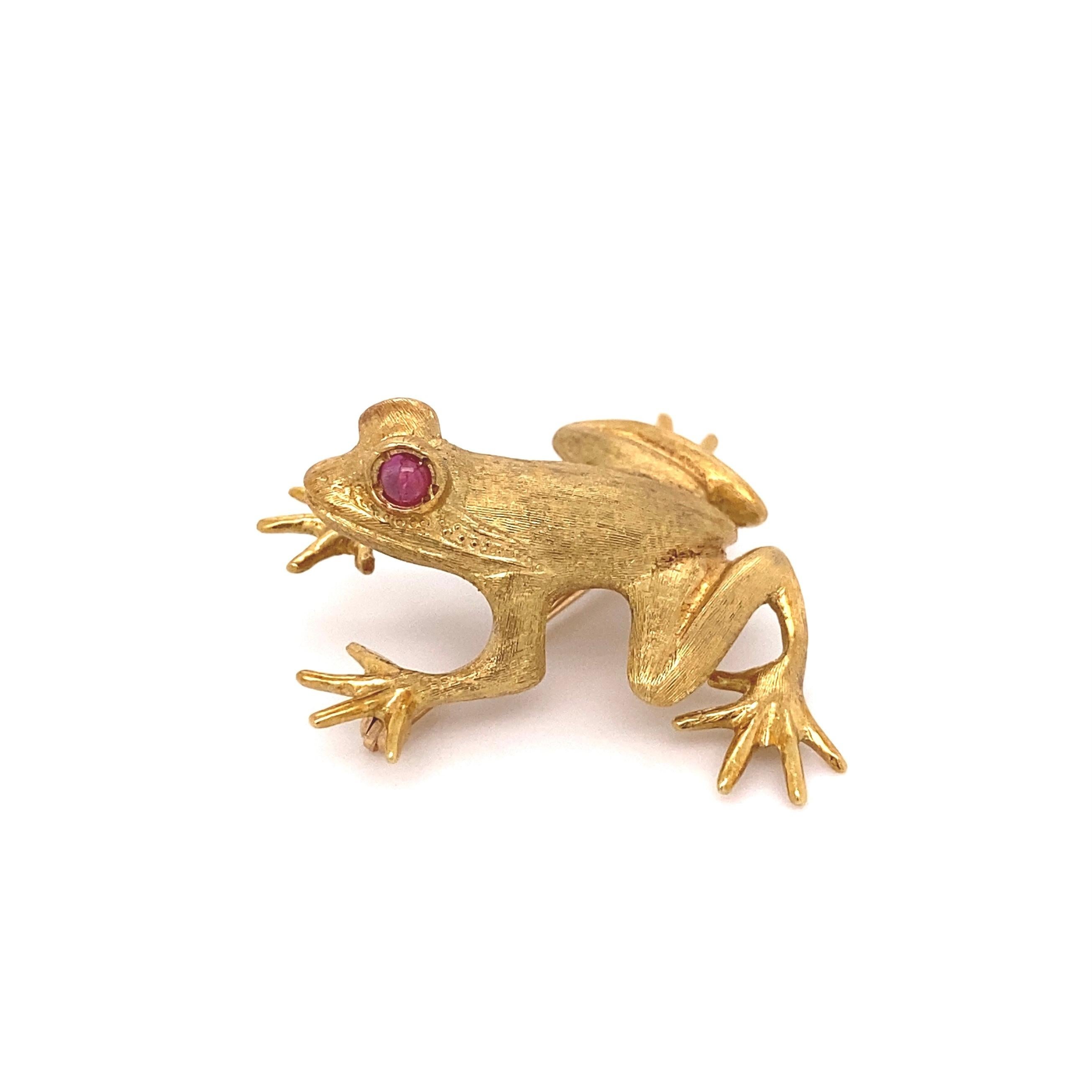 Modern Signed Designer Cooper Gold Frog Brooch Pin Fine Estate Jewelry For Sale
