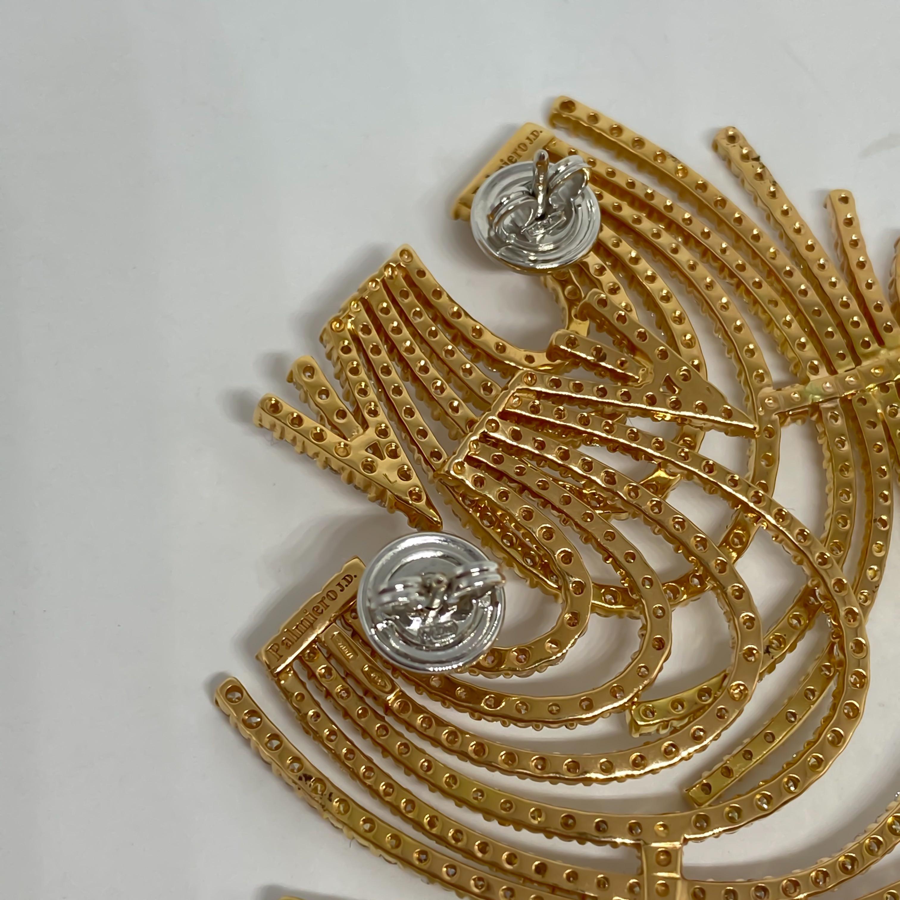 Signed Designer Palmiero Square Diamond Earrings 18 Karat Rose Gold 8.94 Carat In Excellent Condition In Carmel-by-the-Sea, CA
