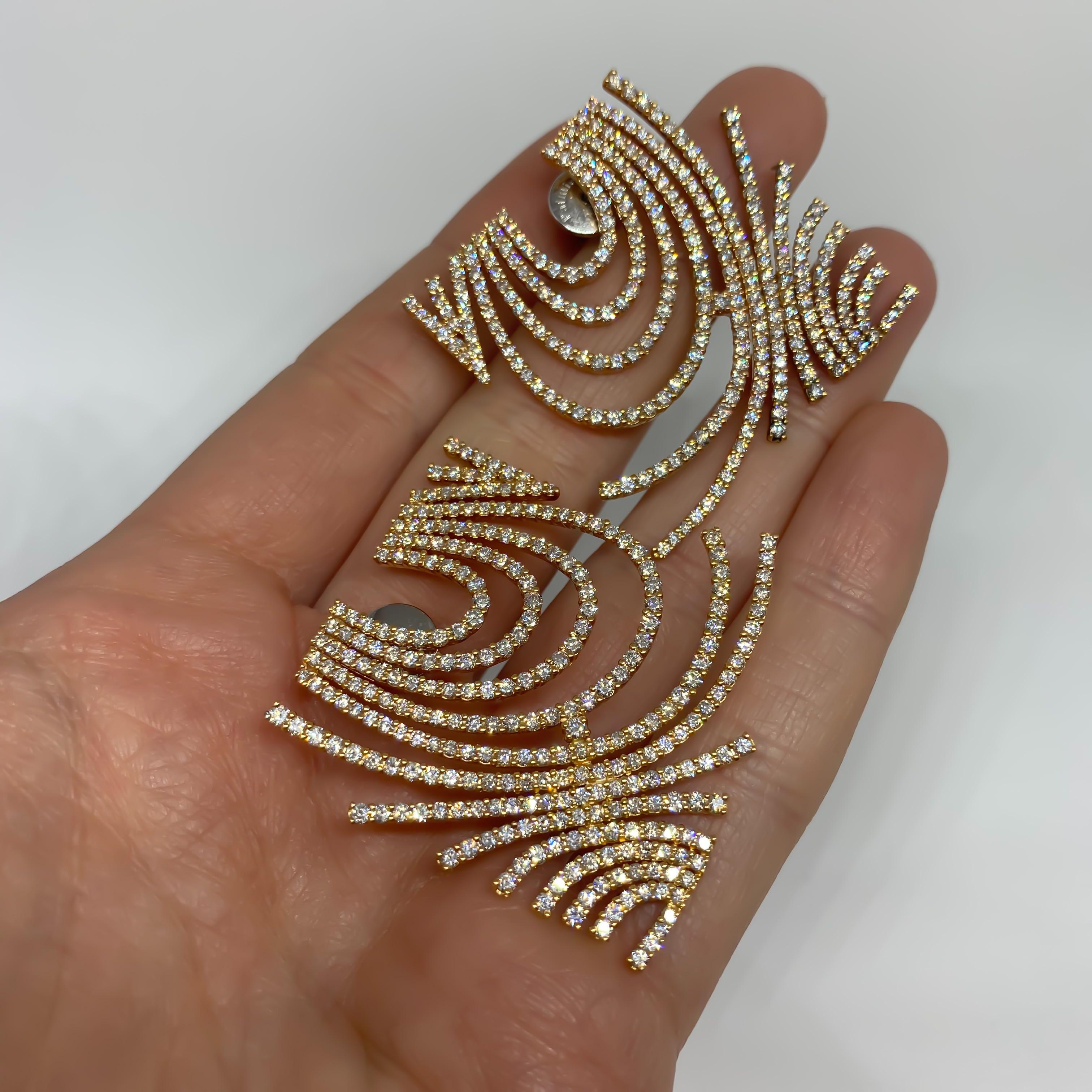 Signed Designer Palmiero Square Diamond Earrings 18 Karat Rose Gold 8.94 Carat 1