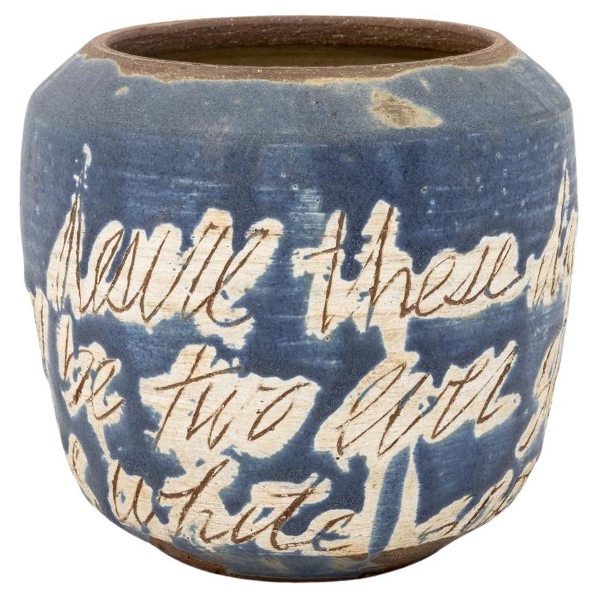 Signed "Desire these days my dear..." Pottery Vase For Sale