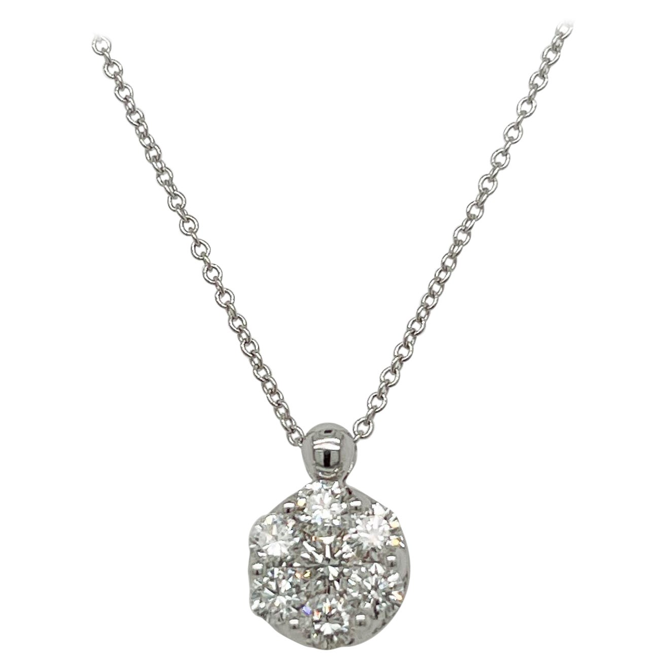 Signierte Diamant- und 14 Karat Weißgold-Halskette mit Anhänger