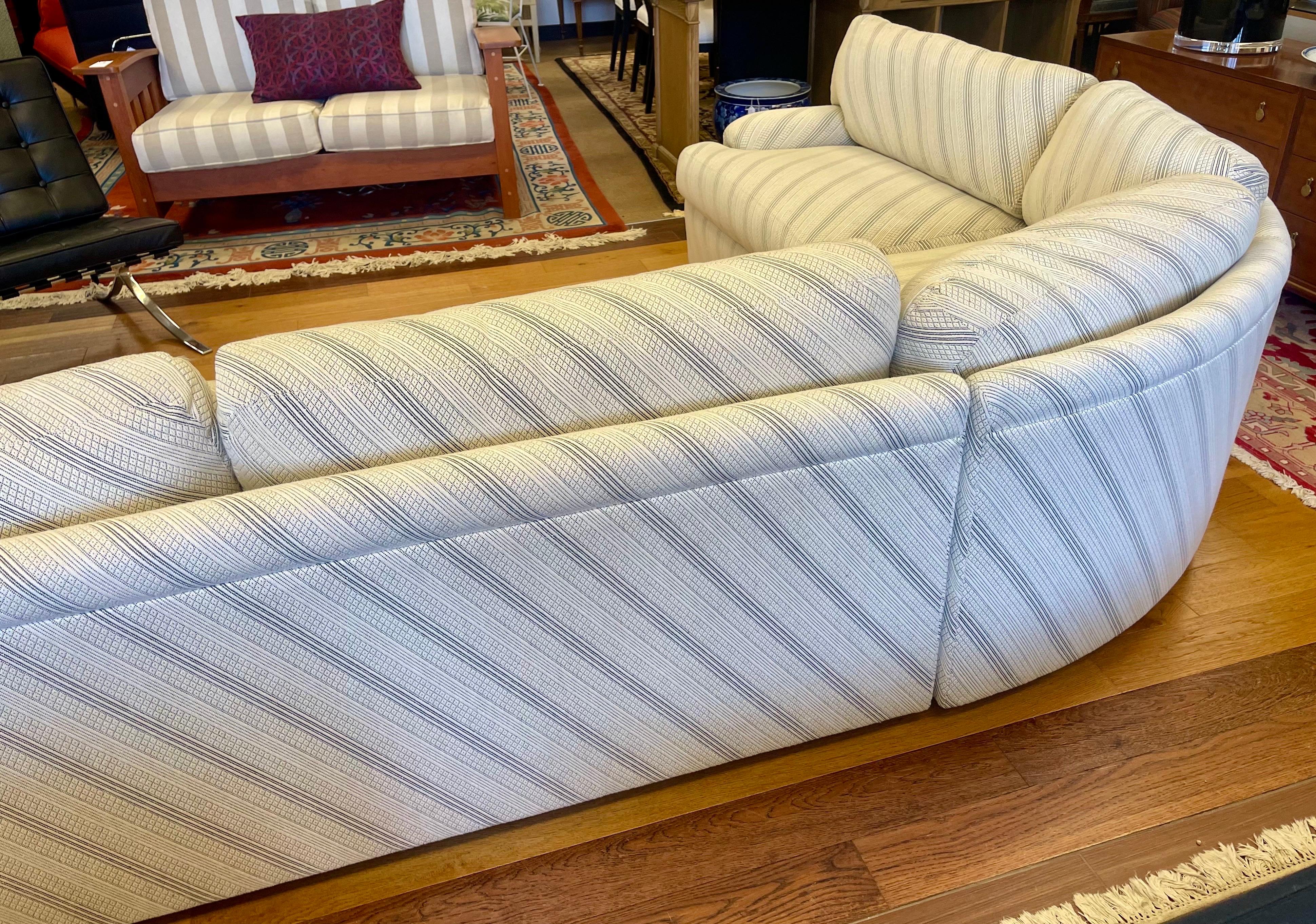 Signed Directional Furniture Mid Century Modern 3PC Curved Sectional Sofa 4