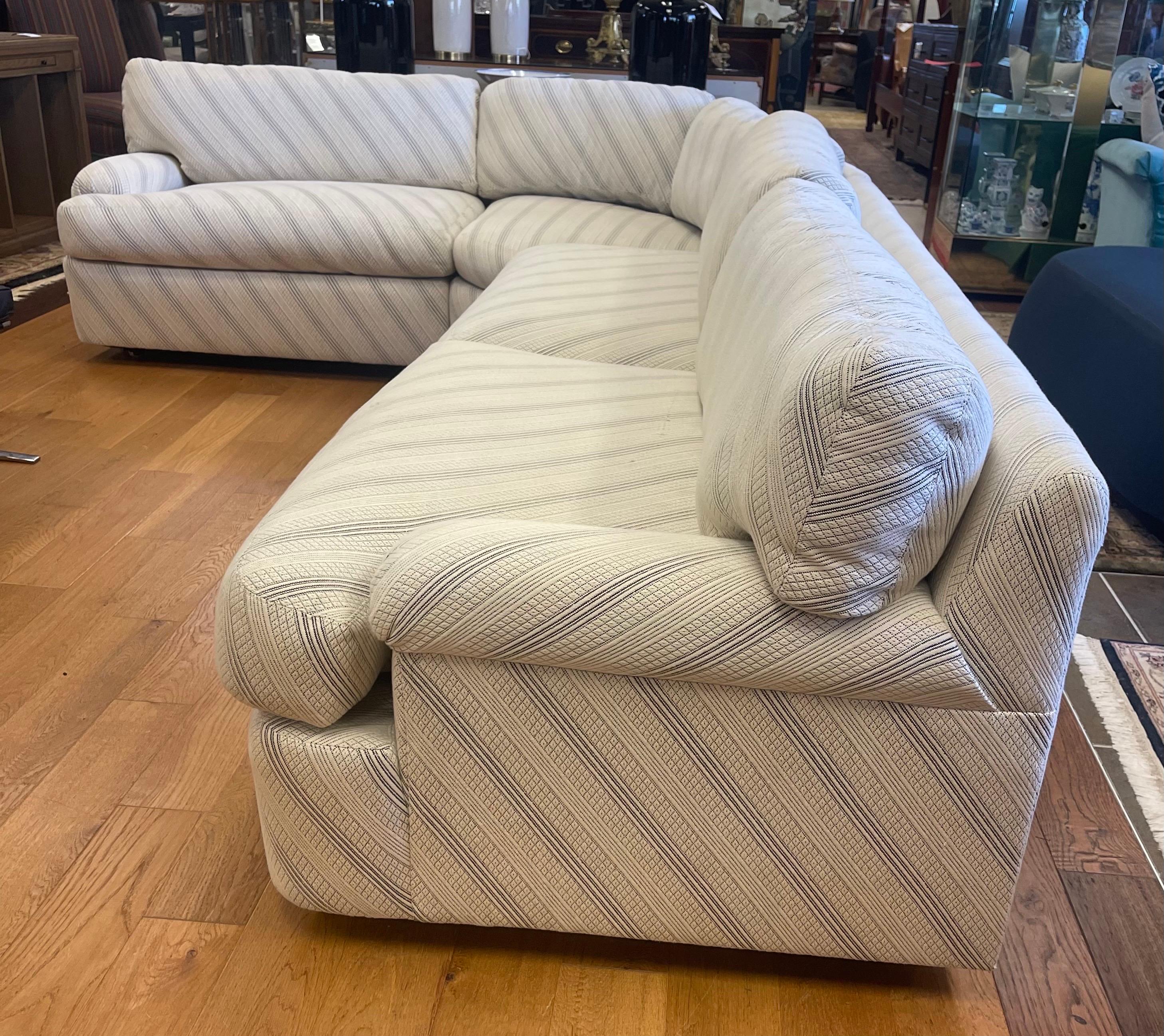 Mid-Century Modern Sofa sectionnel incurvé 3PC signé Directional Furniture mi-siècle moderne en vente