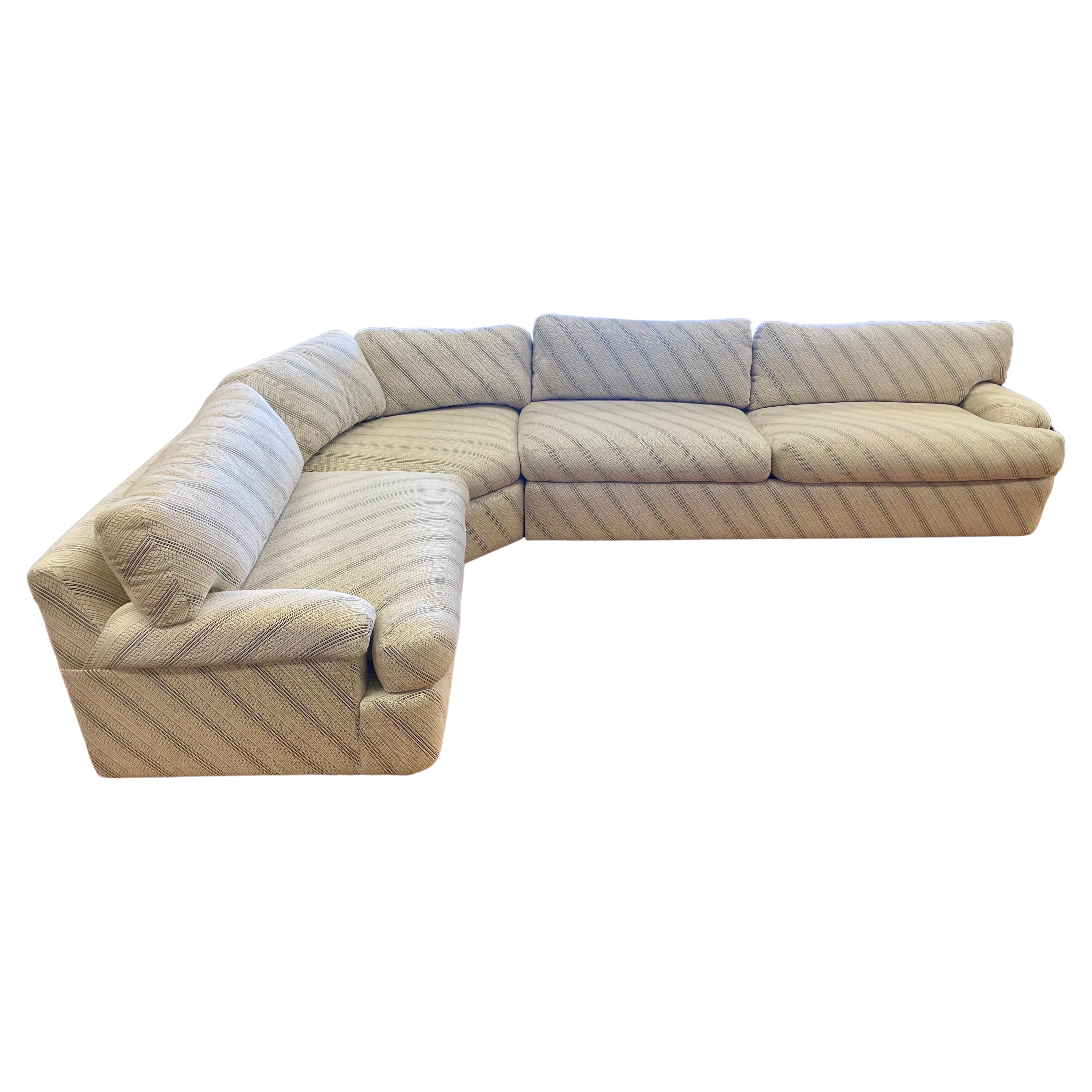 Signed Directional Furniture Mid Century Modern 3PC Curved Sectional Sofa For Sale