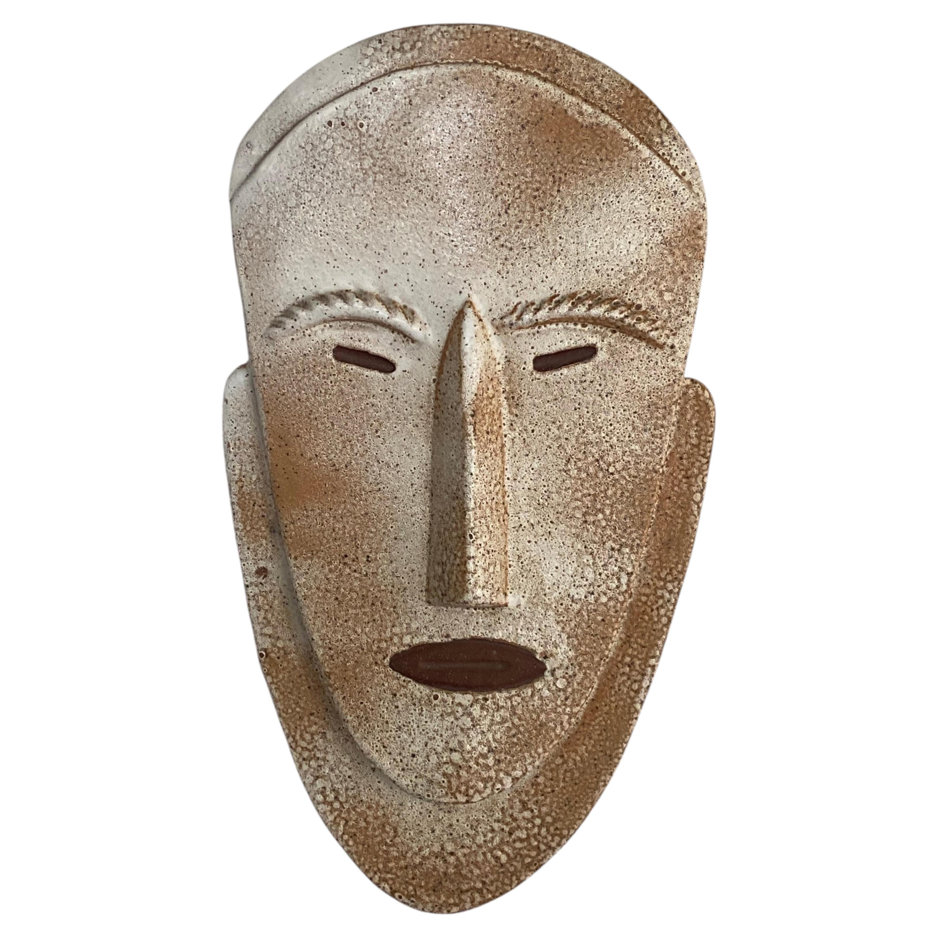 Signed Douglas Ferguson Pigeon Forge Pottery African Inspired Mask Wall Hanging For Sale