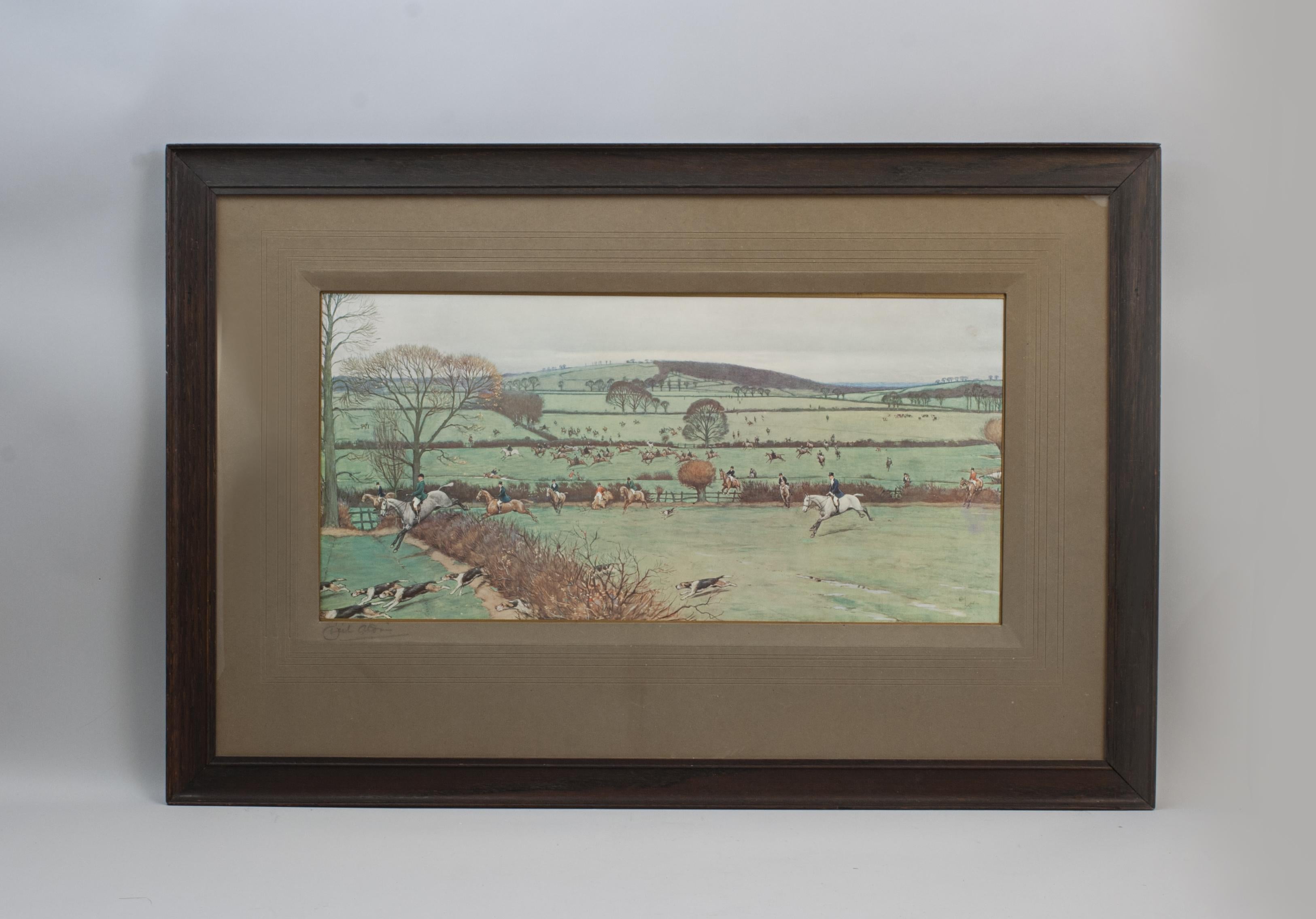 Hunting Countries Of England by Cecil Aldin, The Duke of Beaufort's Hunt.
A single signed limited edition print, mounted and framed 