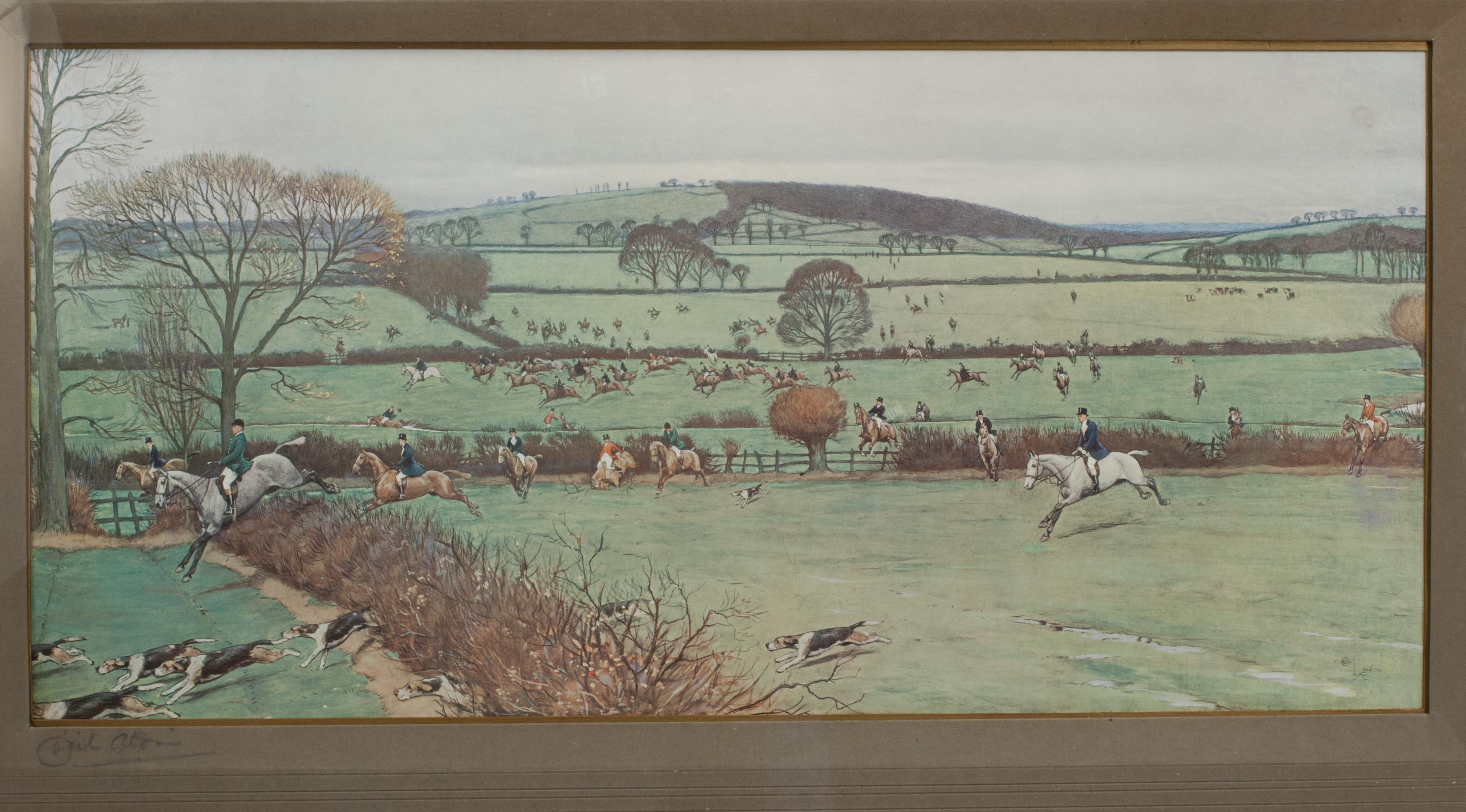 Sporting Art Signed Duke of Beaufort's Hunt, The Hunting Countries of England by Cecil Aldin For Sale