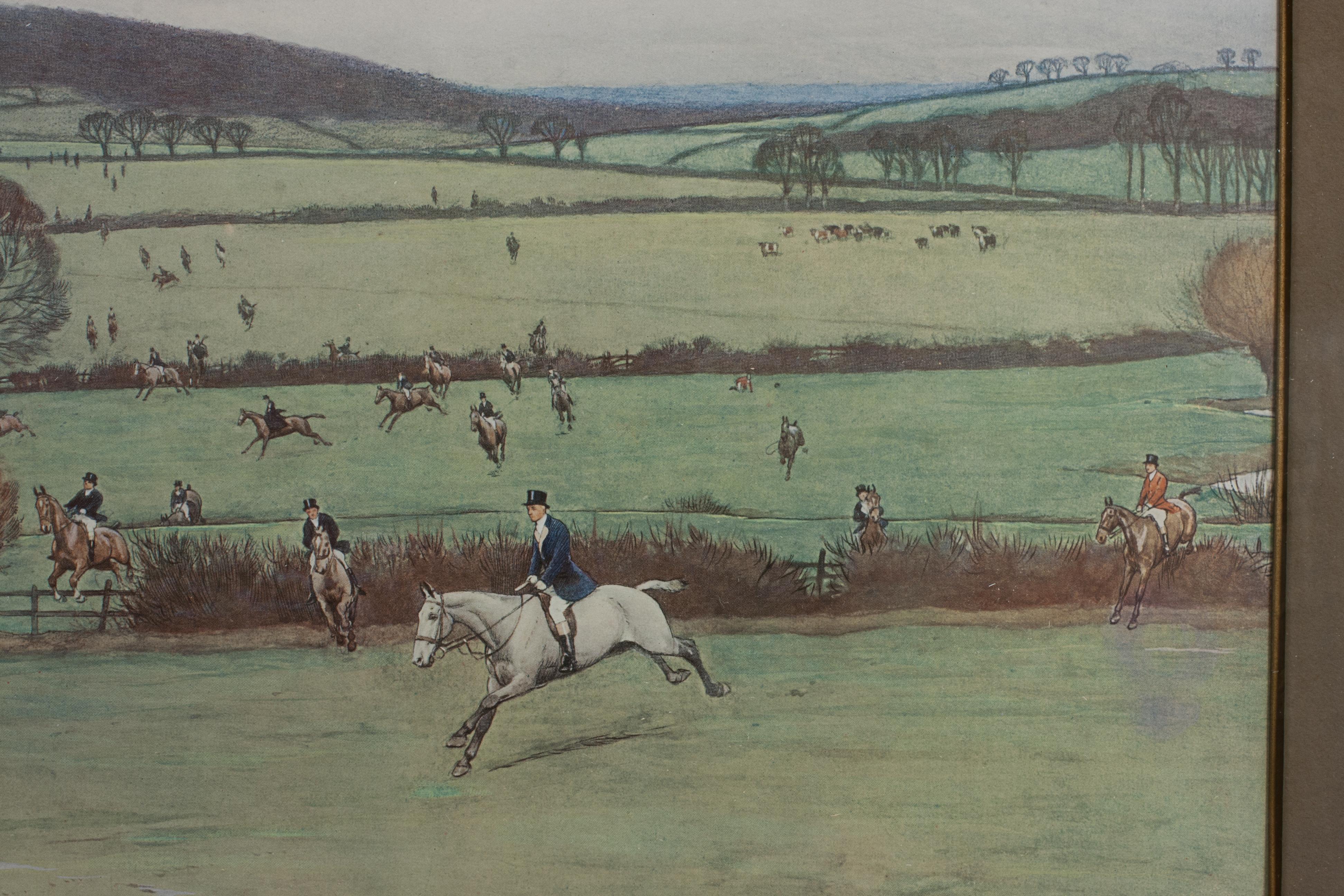 Paper Signed Duke of Beaufort's Hunt, The Hunting Countries of England by Cecil Aldin For Sale