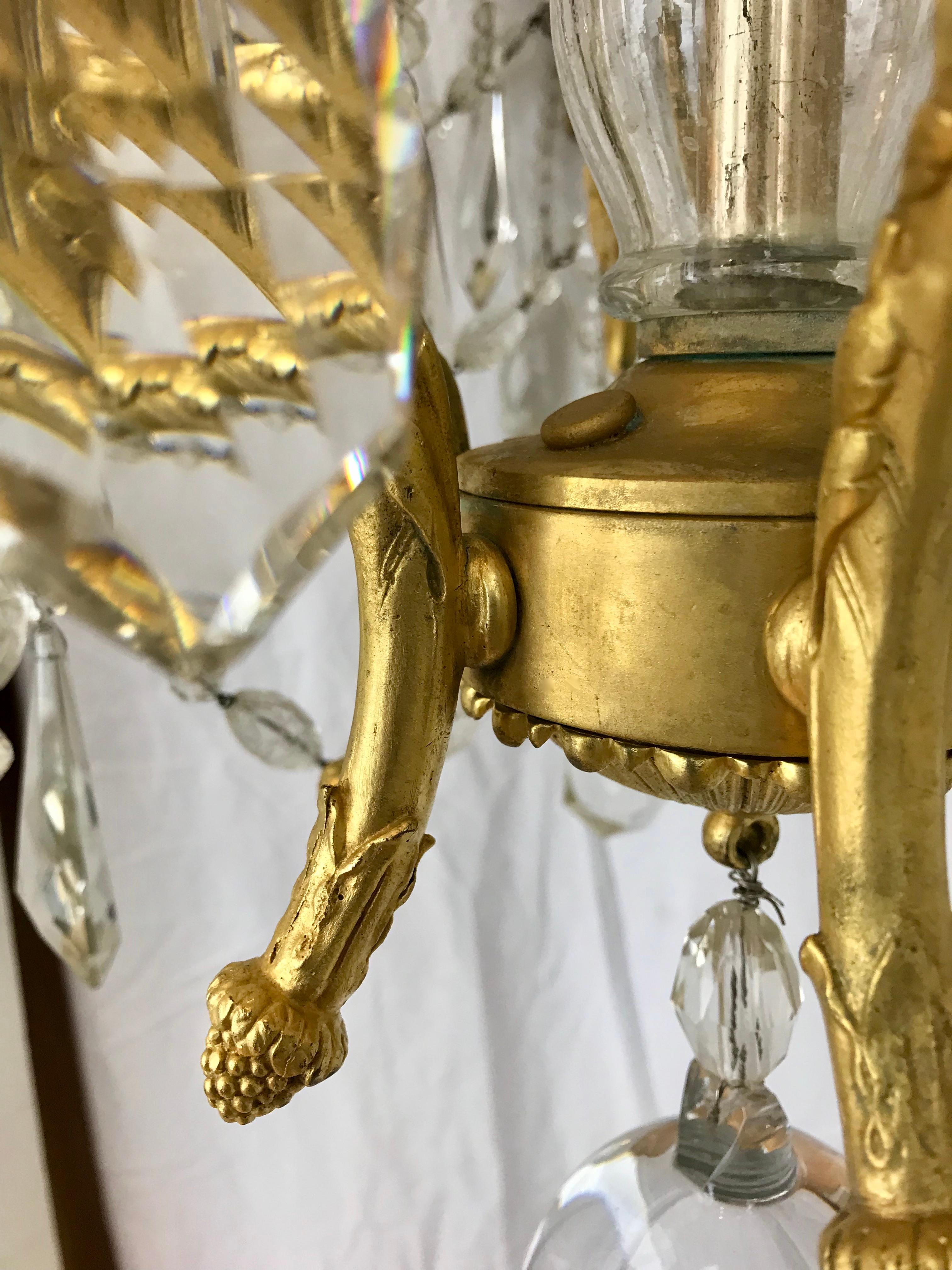 Signed E. F. Caldwell Gilt Bronze and Crystal Louis XVI Style Chandelier For Sale 5