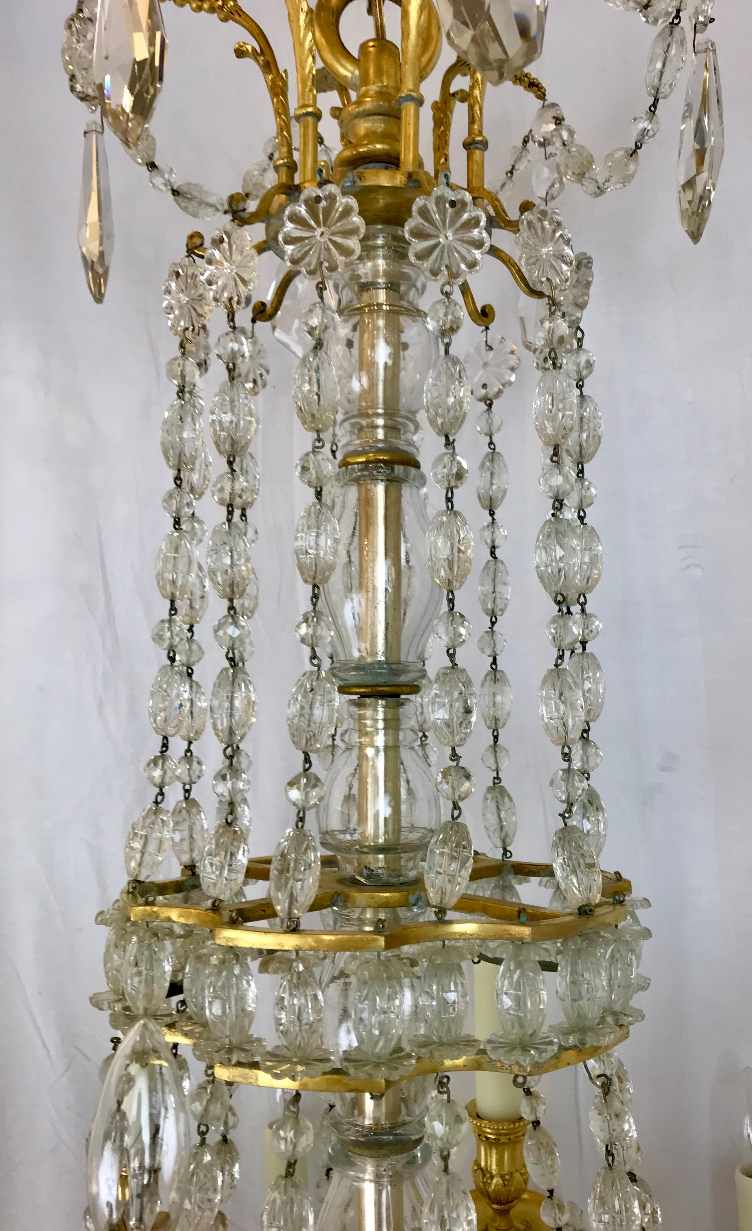 Signed E. F. Caldwell Gilt Bronze and Crystal Louis XVI Style Chandelier For Sale 7