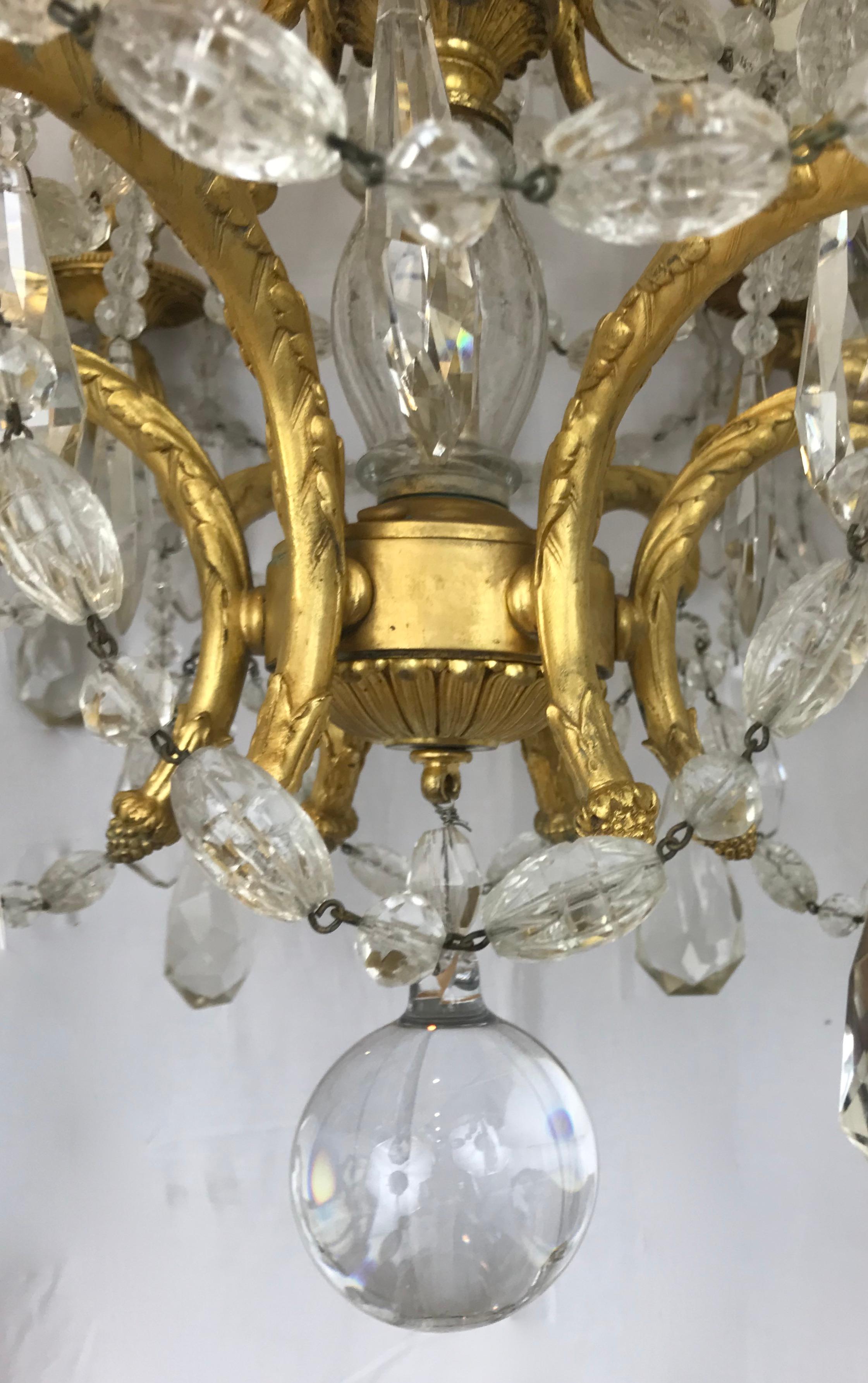 Signed E. F. Caldwell Gilt Bronze and Crystal Louis XVI Style Chandelier For Sale 8