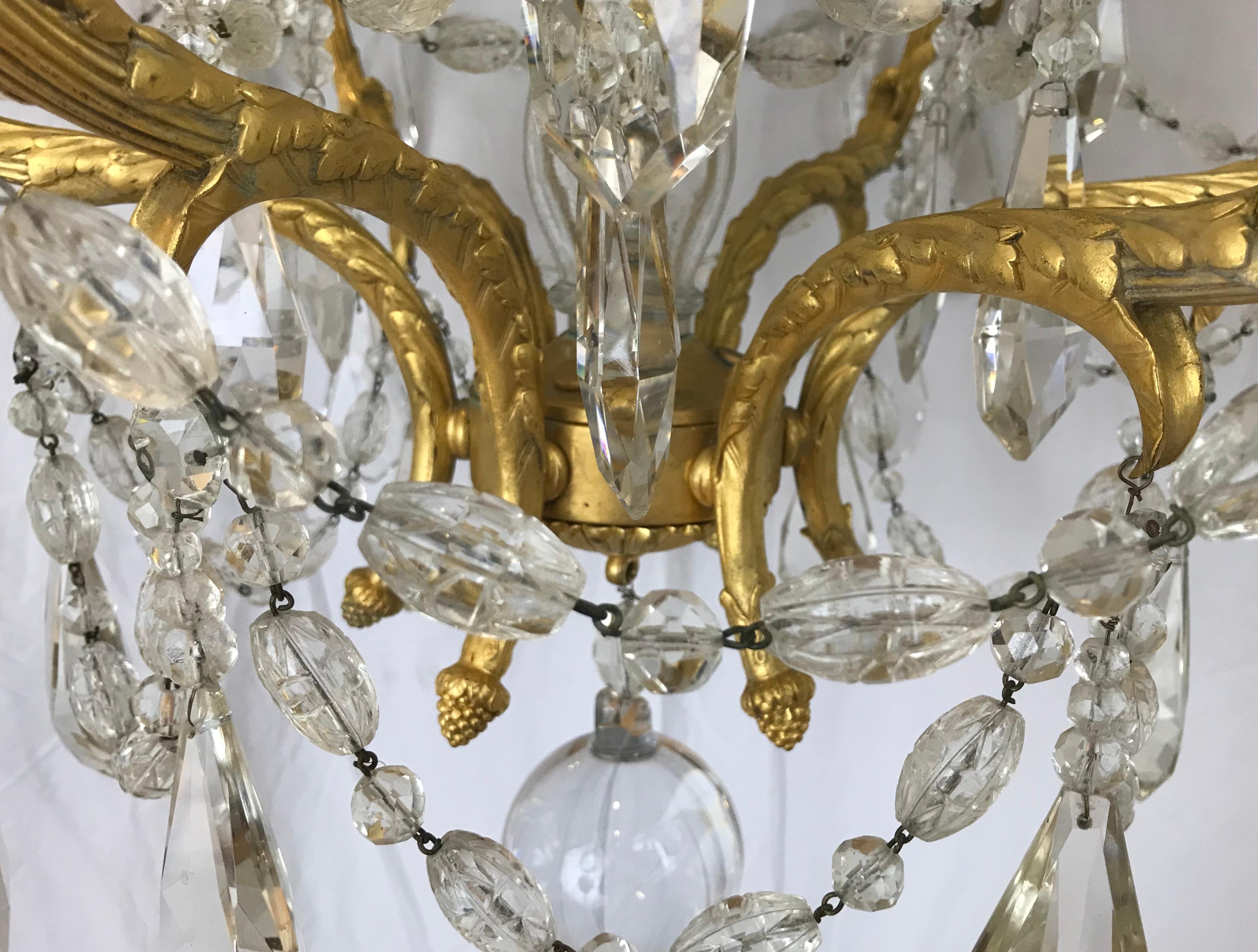 Signed E. F. Caldwell Gilt Bronze and Crystal Louis XVI Style Chandelier For Sale 1