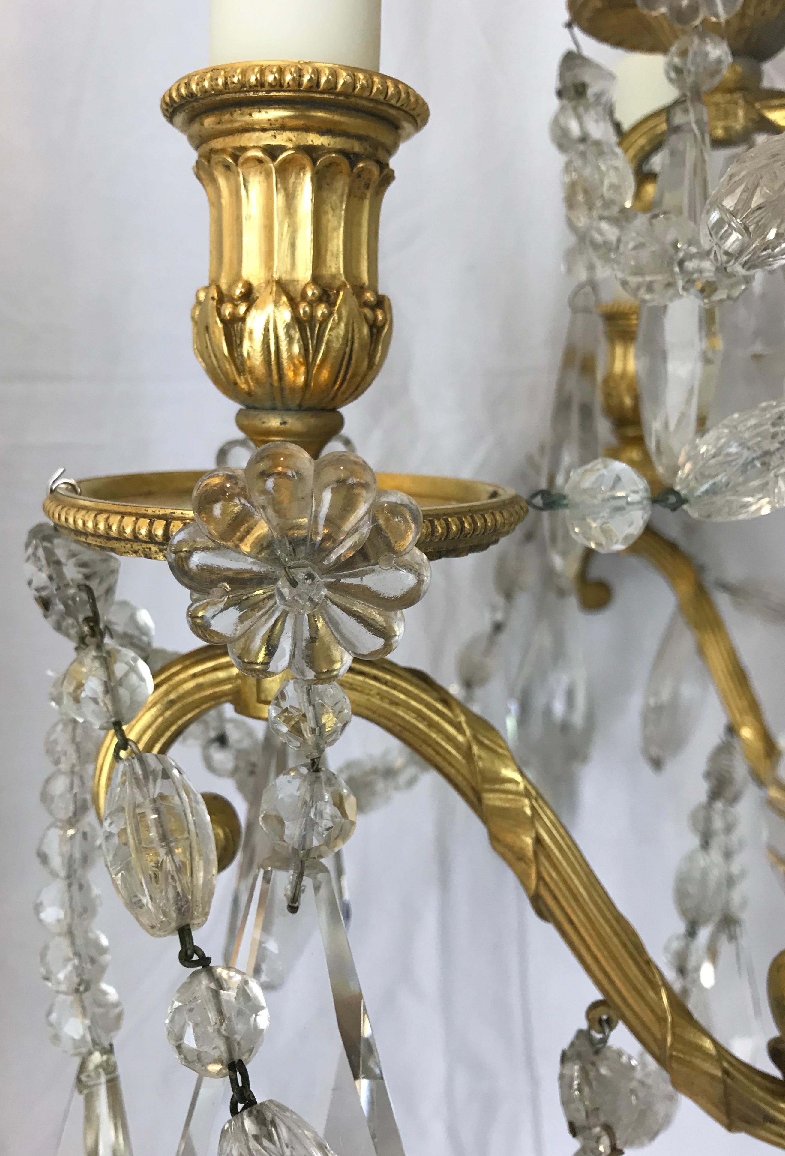 Signed E. F. Caldwell Gilt Bronze and Crystal Louis XVI Style Chandelier For Sale 2