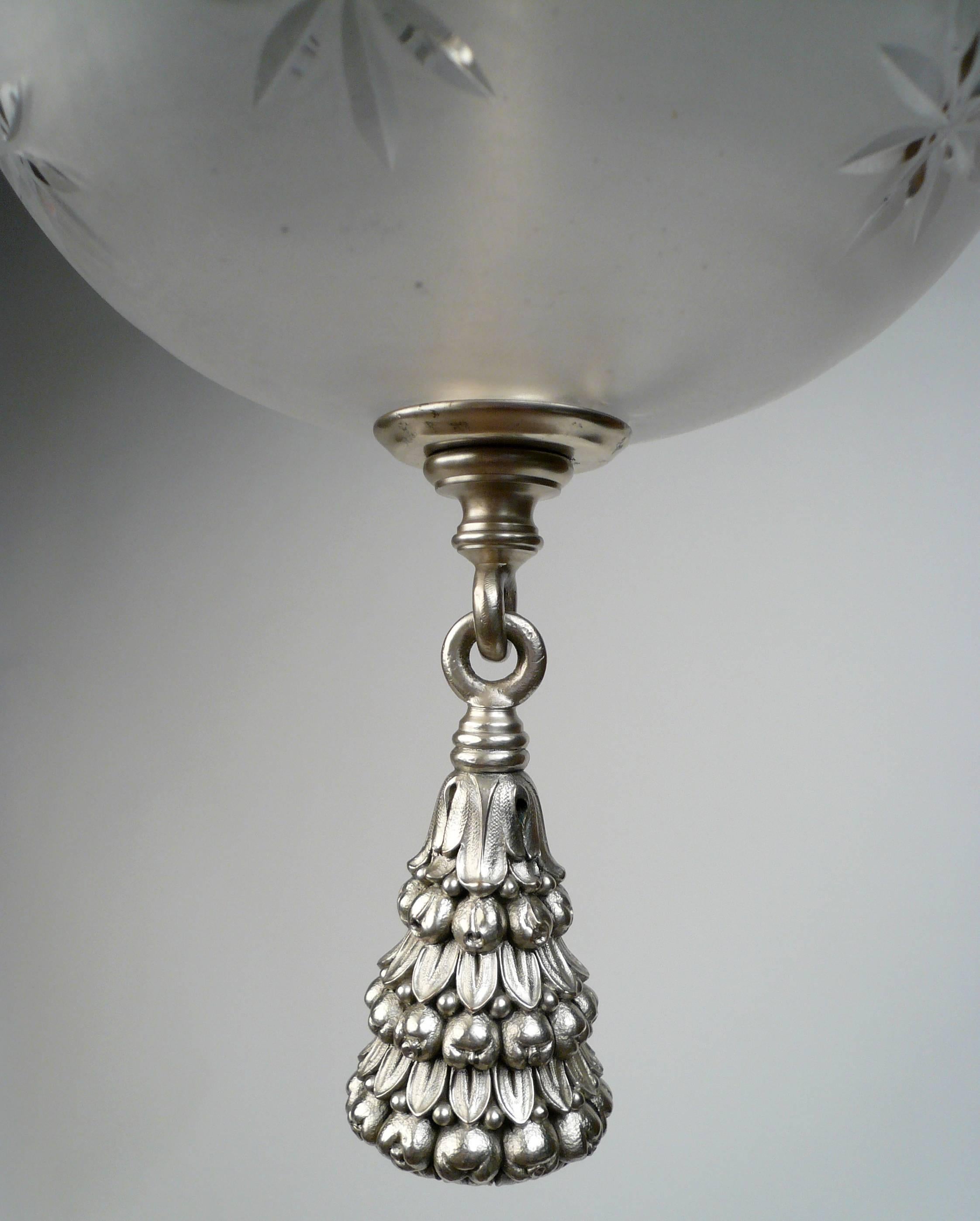 Signed E. F. Caldwell Silvered Bronze Hanging Pendant Lantern 4