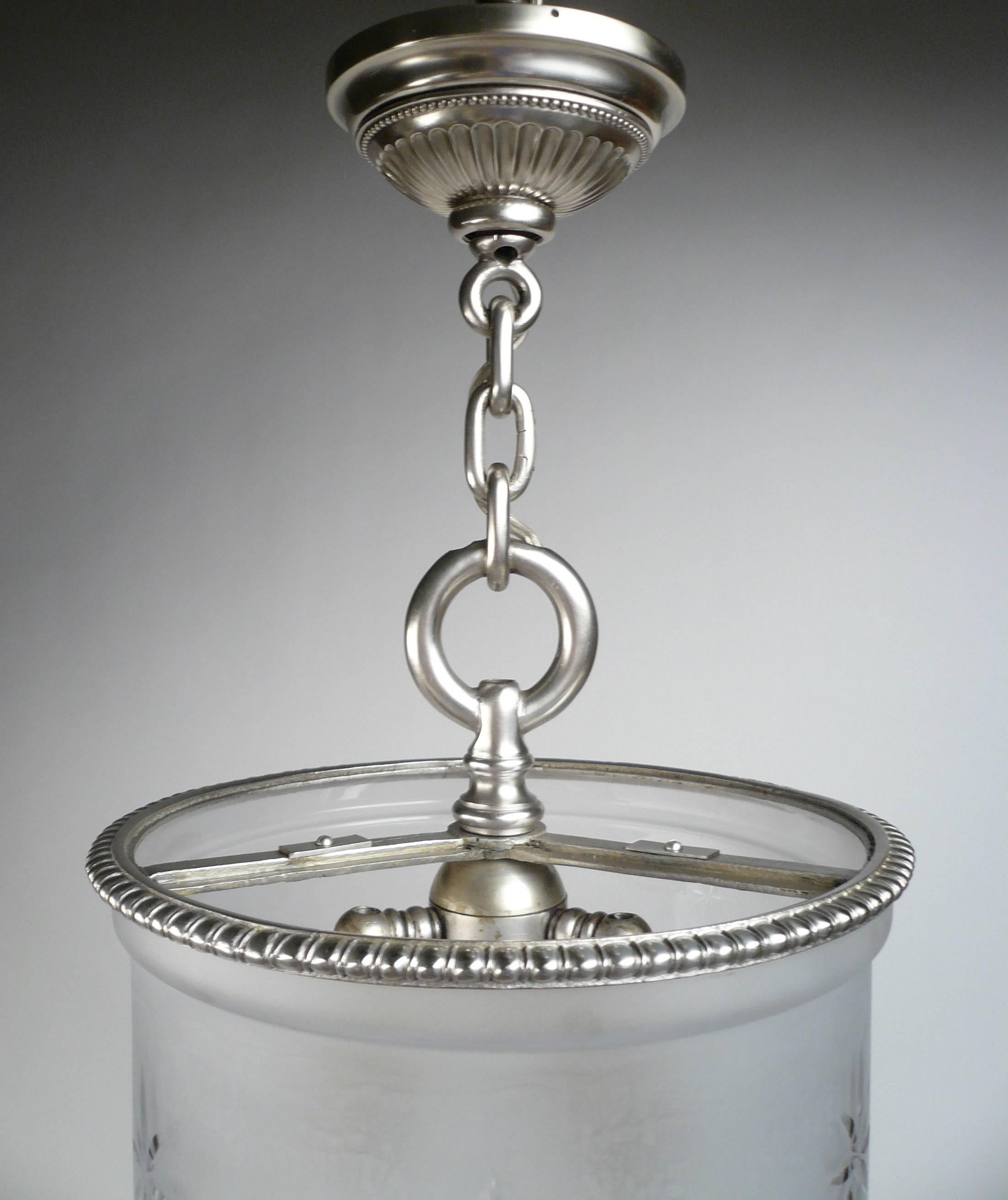 20th Century Signed E. F. Caldwell Silvered Bronze Hanging Pendant Lantern