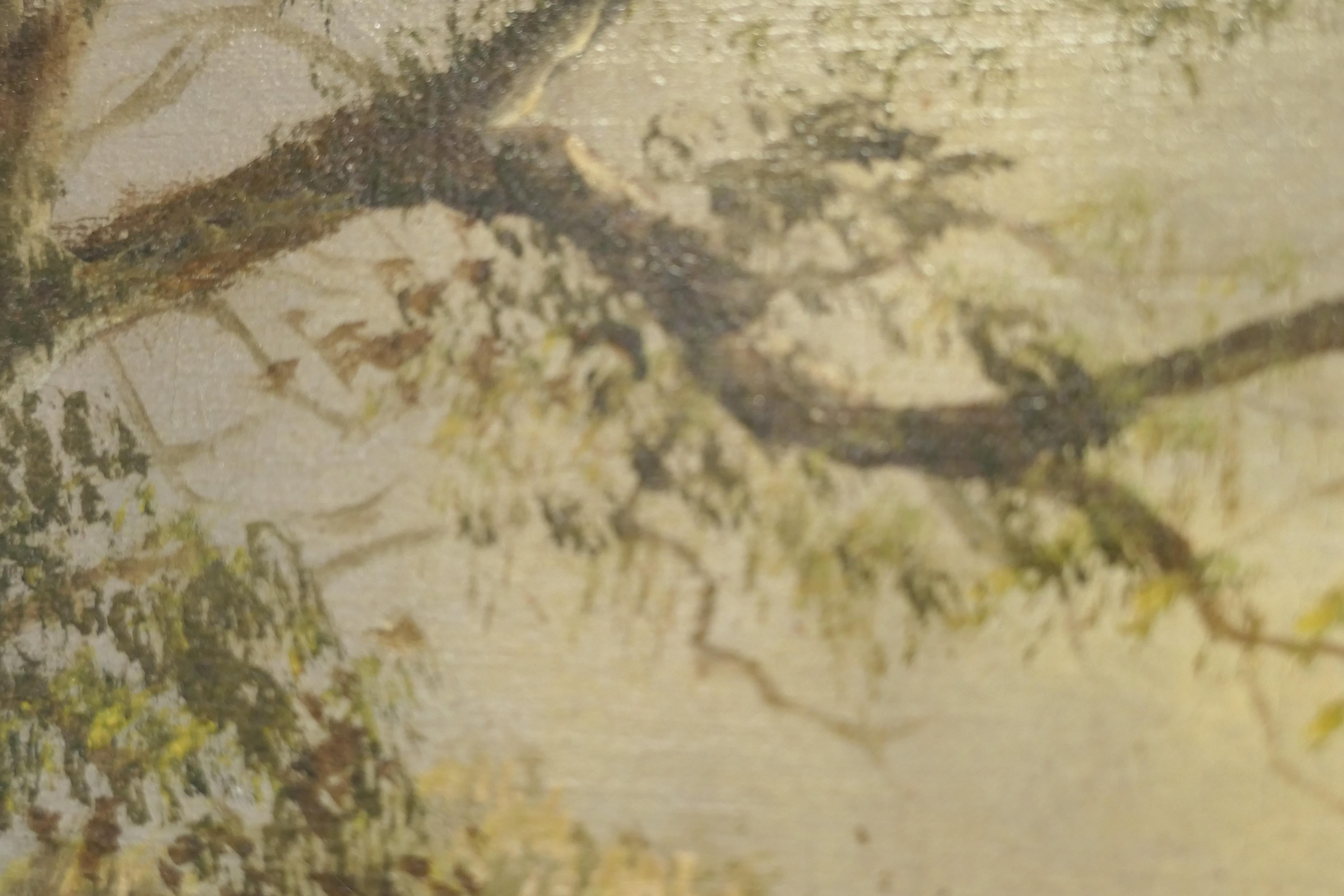 Pittura ad olio dei primi del Novecento firmata, Mattina di campagna di J Gouard in vendita 5