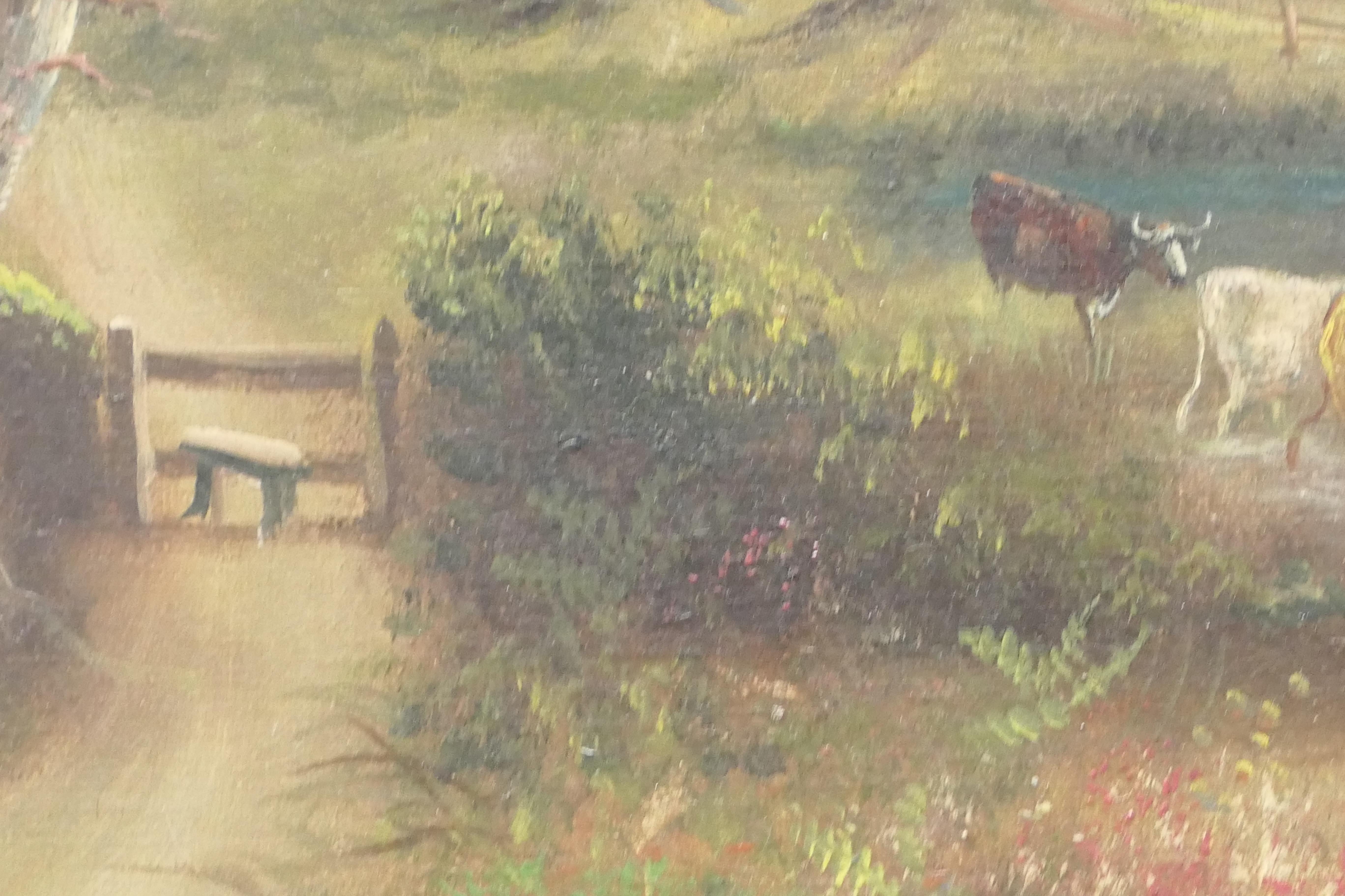 Pittura ad olio dei primi del Novecento firmata, Mattina di campagna di J Gouard In condizioni buone in vendita a Godshill, Isle of Wight
