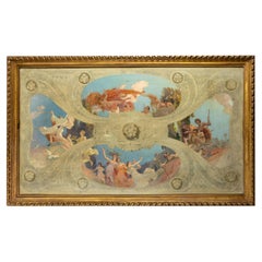 Peinture à l'huile Art nouveau signée Edouard Bauhain  Étude de la Church's du 20e siècle