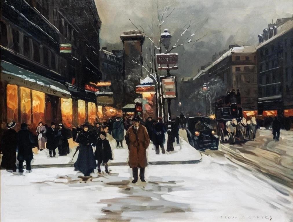 Francese Pittura ad olio su tela firmata Edouard Leon Cortes con cornice dorata ornata in vendita