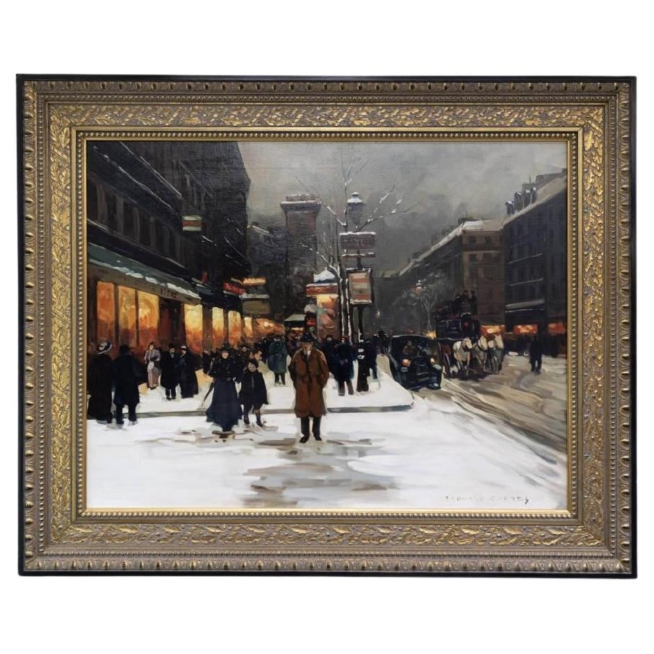 Pittura ad olio su tela firmata Edouard Leon Cortes con cornice dorata ornata in vendita