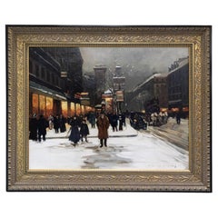 Pittura ad olio su tela firmata Edouard Leon Cortes con cornice dorata ornata