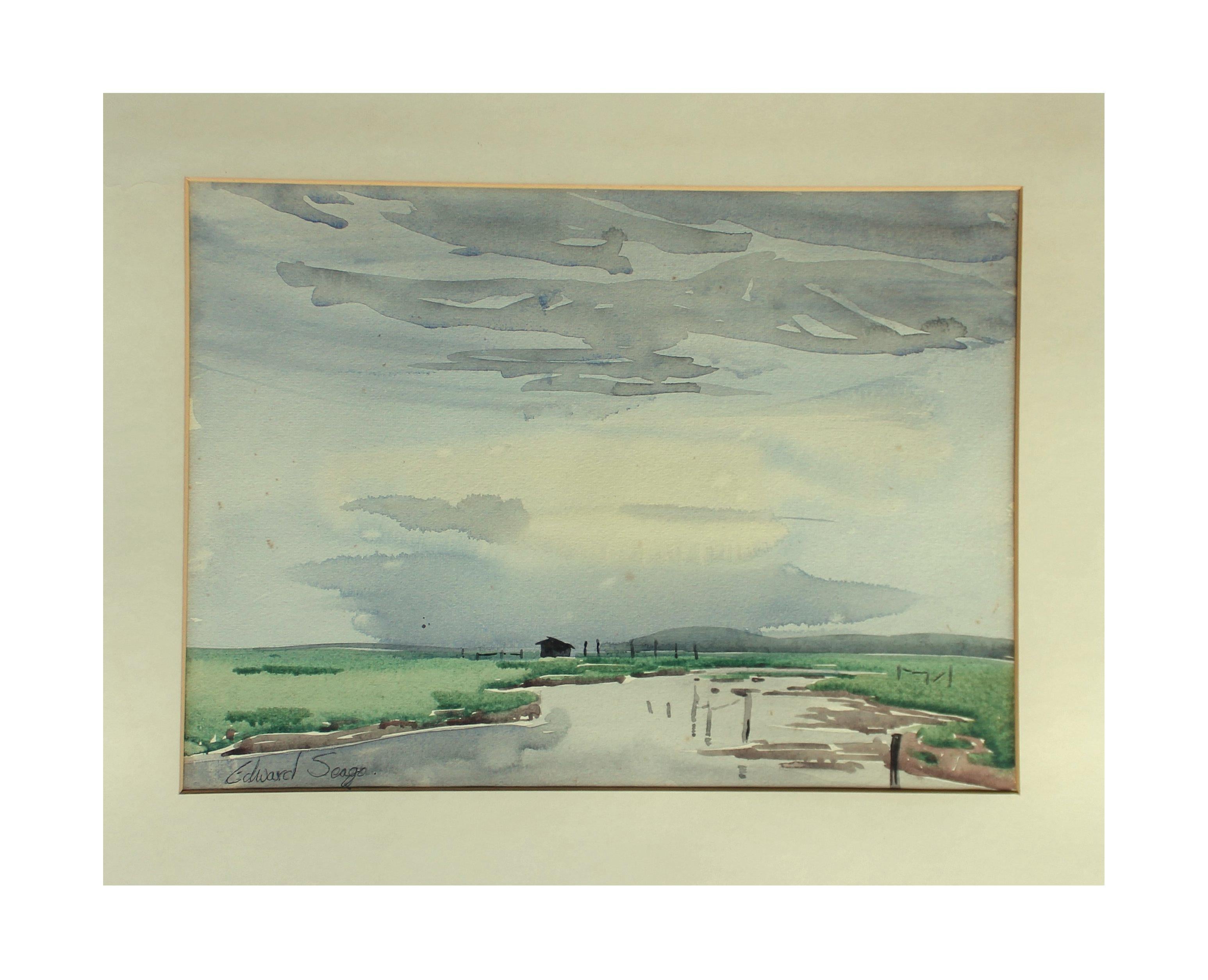 A watercolor by Edward Seago RWS, RBA, (1910-1974).

Signed lower left and in its original painted frame. When taking it out of the frame, it has the recipients details in pencil on the reverse of the paper.

Measures: 37 cm wide x 27 cm high