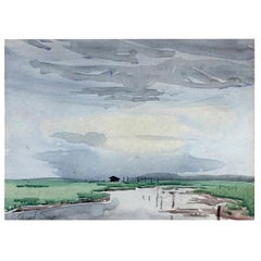 Signed Edward Seago Watercolor of a Norfolk Landscape