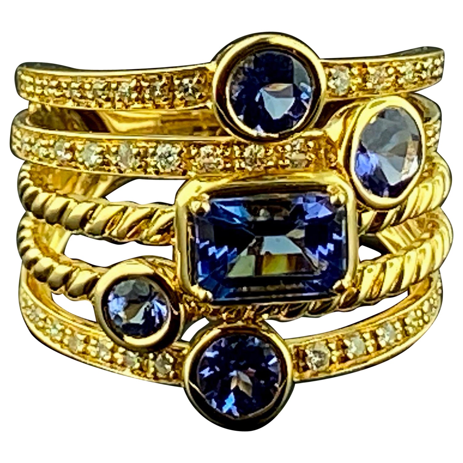 Signed "EFFY" 14KT Rose Gold Tanzanite and Diamond Ring
