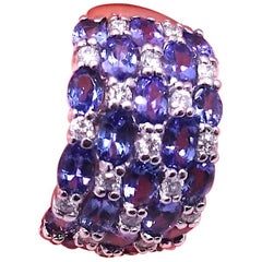 Signed Effy 14kt White Gold With Tanzanite & Diamonds Ring