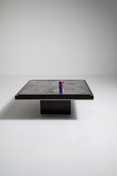 Mid-Century Italian Eglomisé Coffee Table with Artistic Wood Design