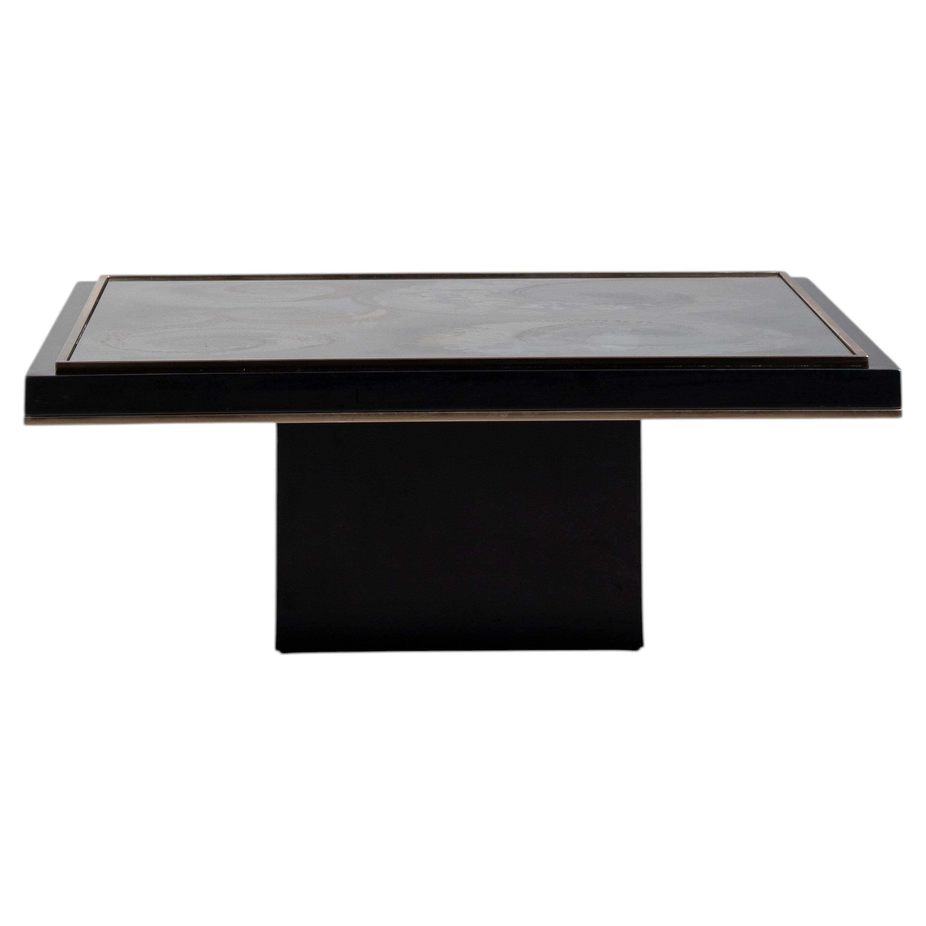 Mid-Century Italian Eglomisé Coffee Table with Artistic Wood Design
