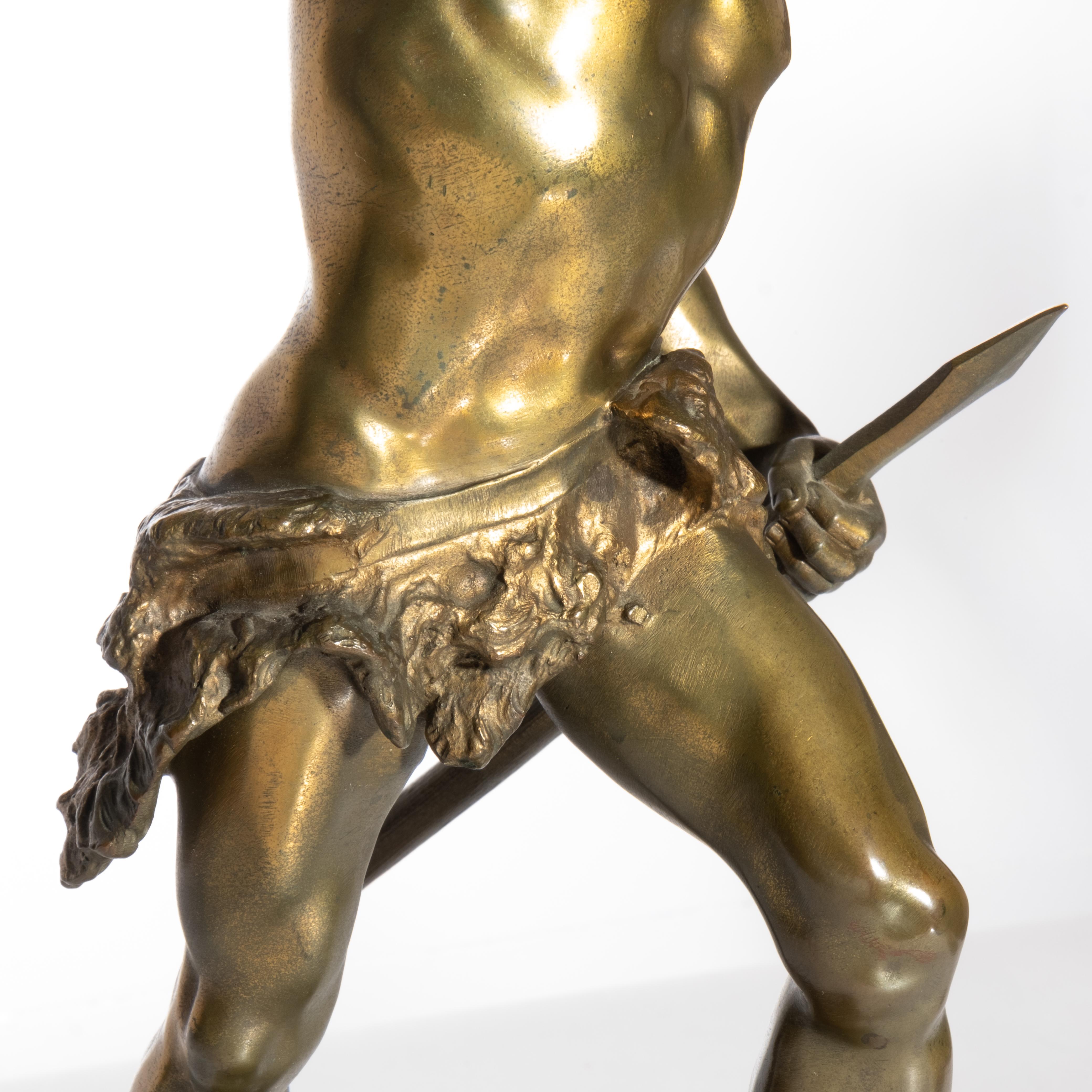 Grand Tour Signed Emile Laporte  (French, 1858-1907). 'Vainqueur, ' Dore Bronze Sculpture